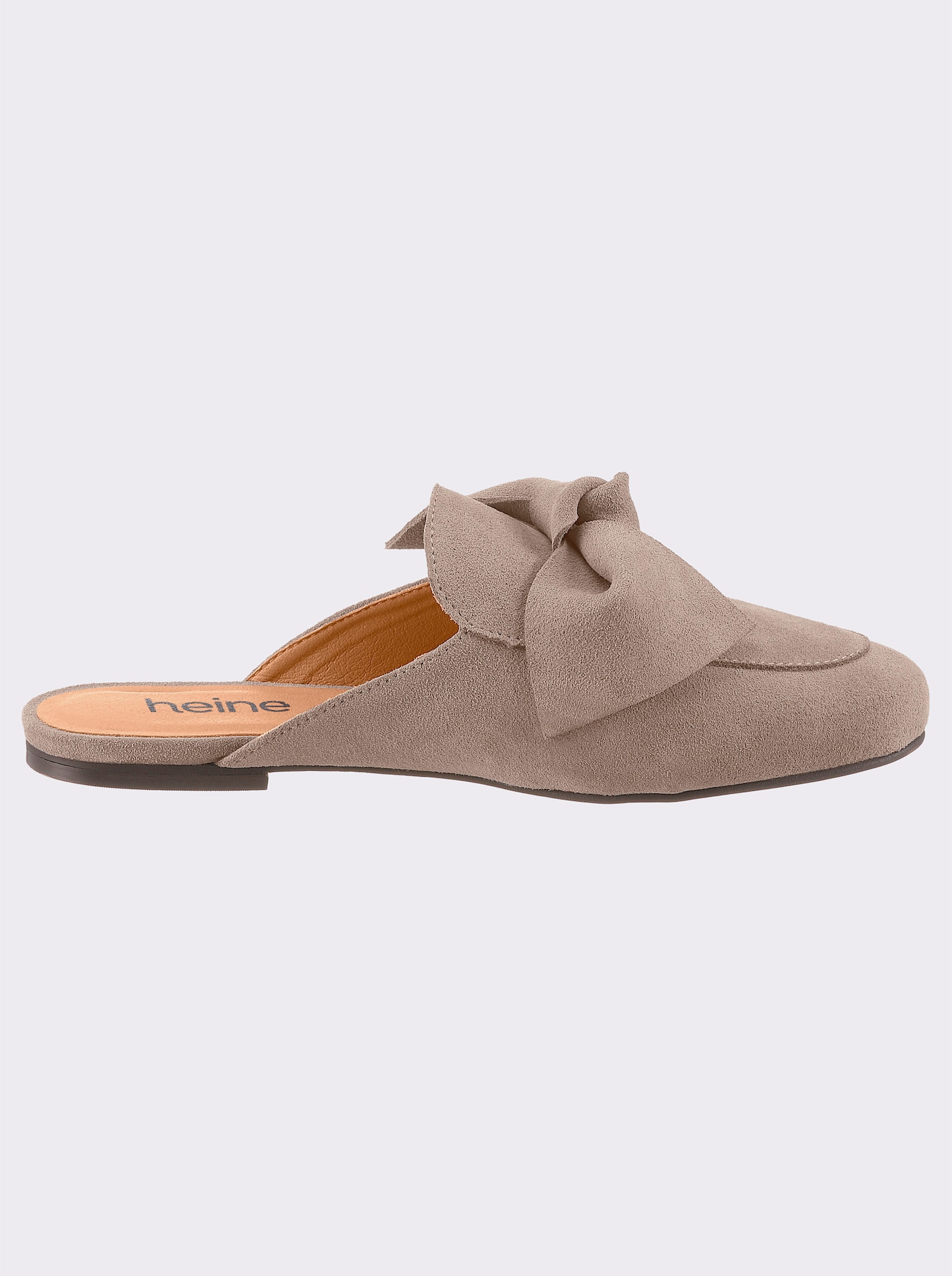 heine Pantolette aus Veloursleder - sesam
