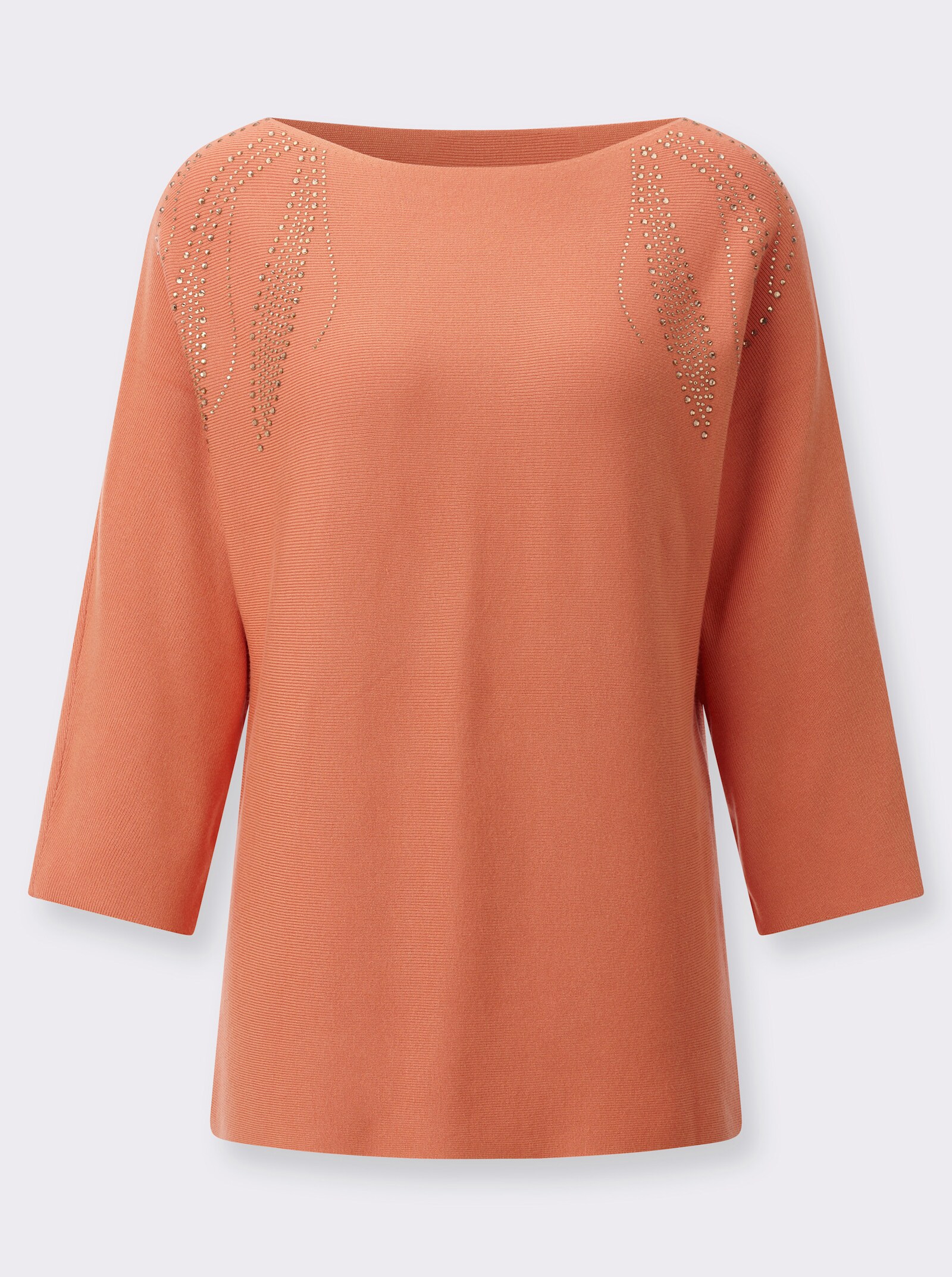 3/4-Arm-Pullover mit Fledermaus-Ärmeln - papaya
