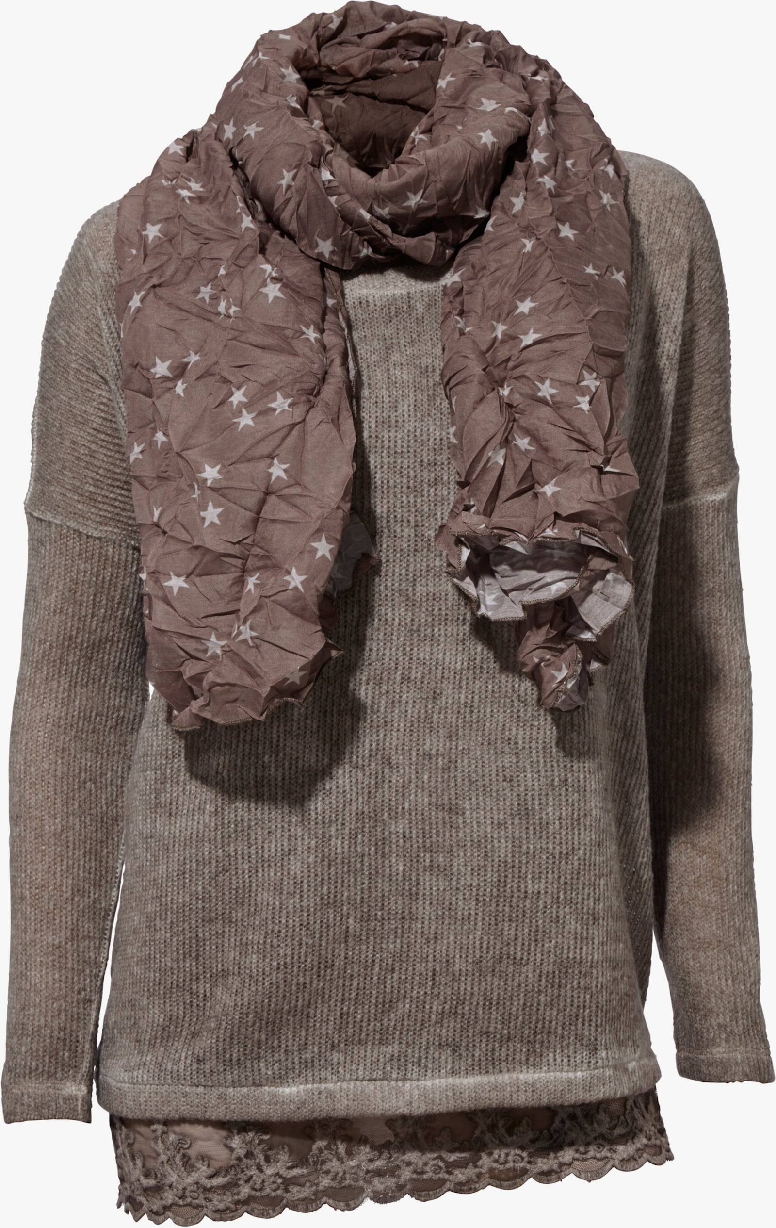 heine 2-in-1-Shirt mit Schal - sand