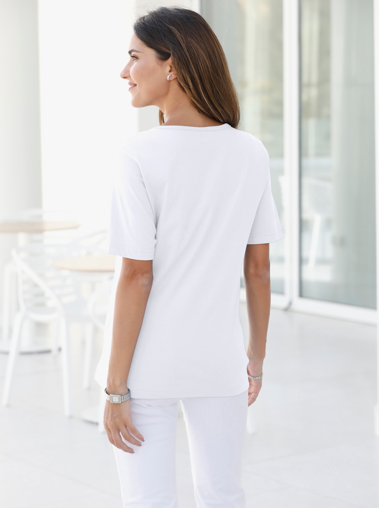 Figursydd kortärmad topp - vit