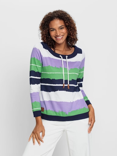 Sweatshirt mit Tunnelzug, bedruckt - ecru-marine-bedruckt