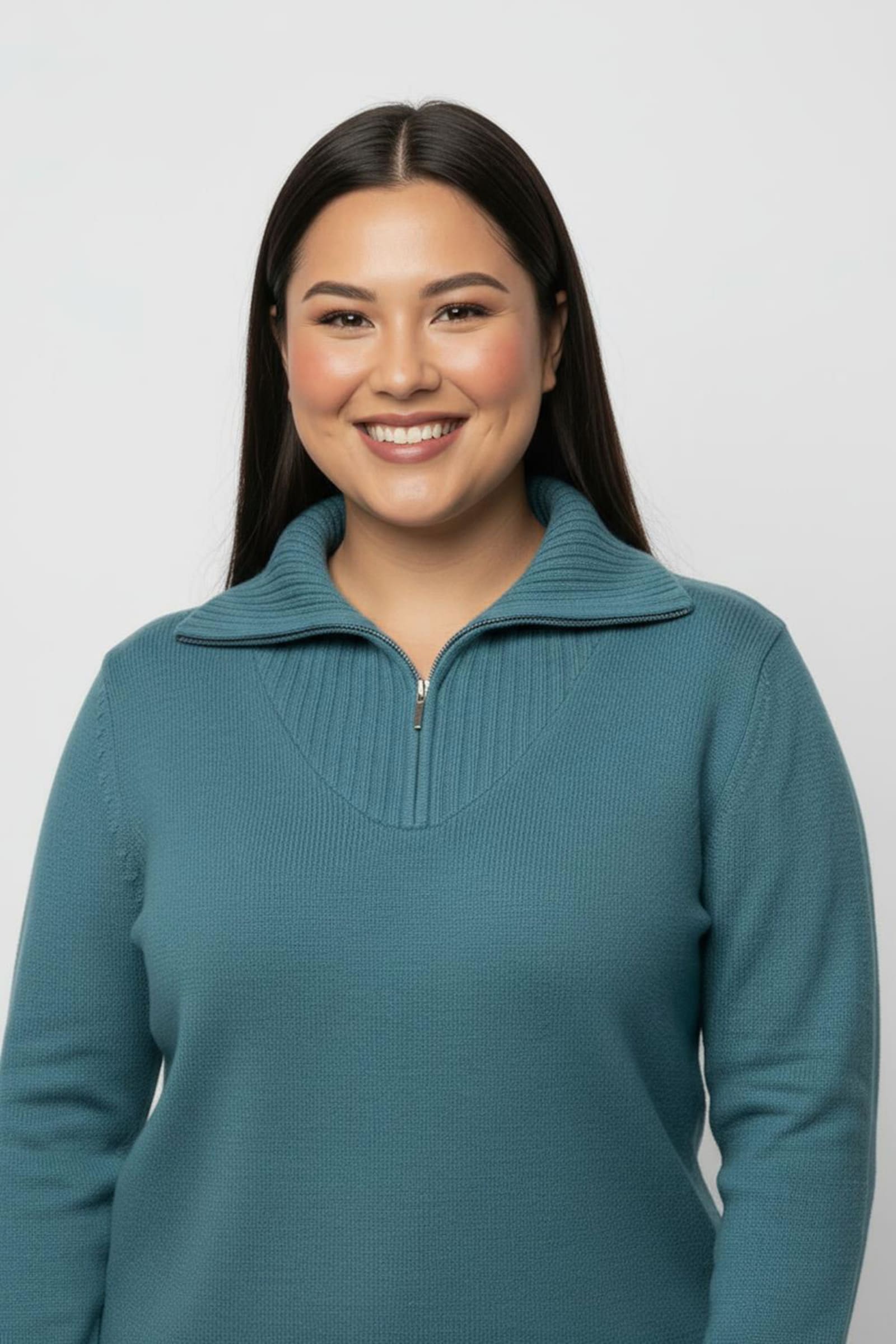 Troyer mit breiten Rippabschlüssen - petrol