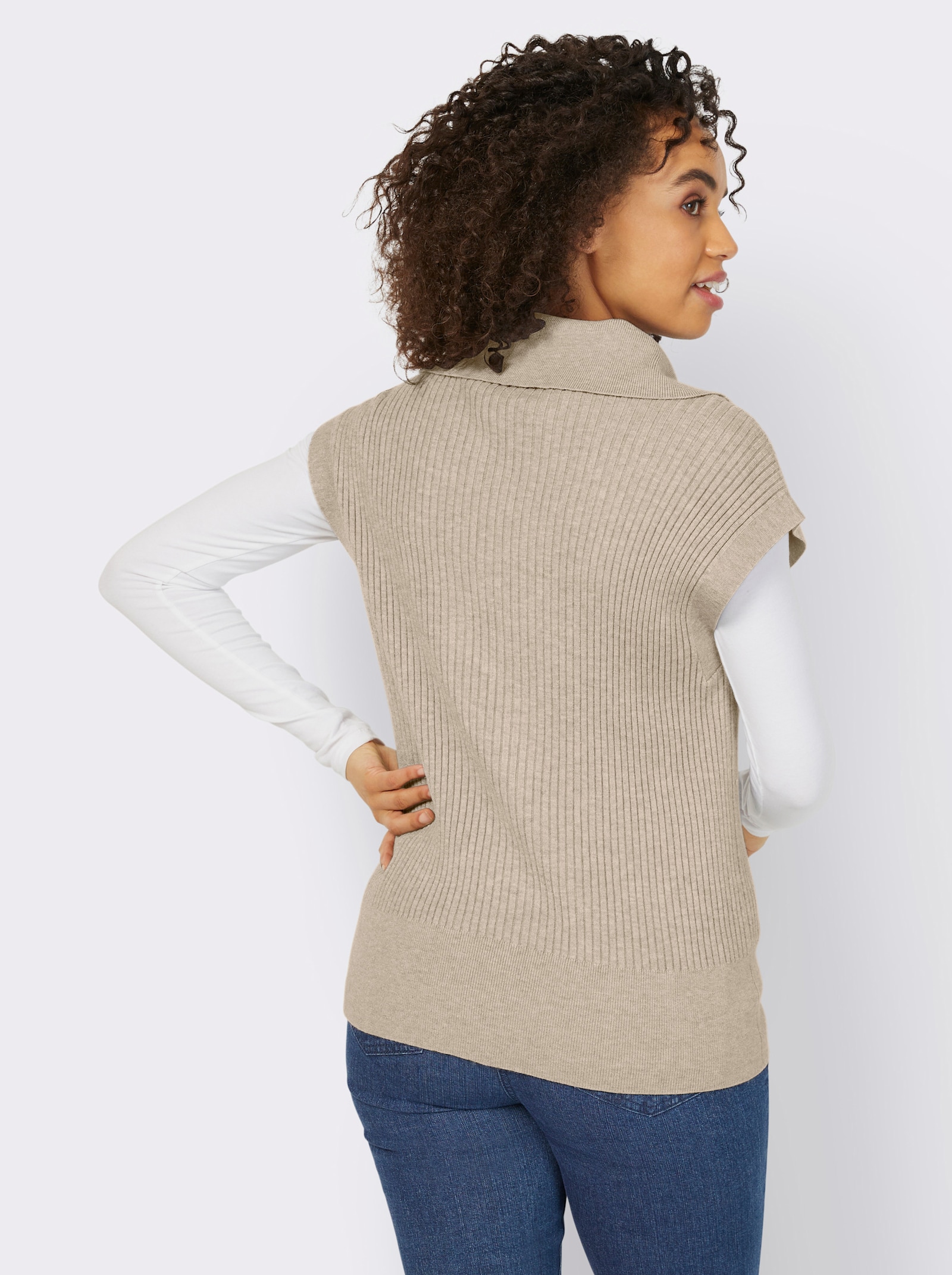 heine Pullunder mit variablem Kragen - sand-meliert