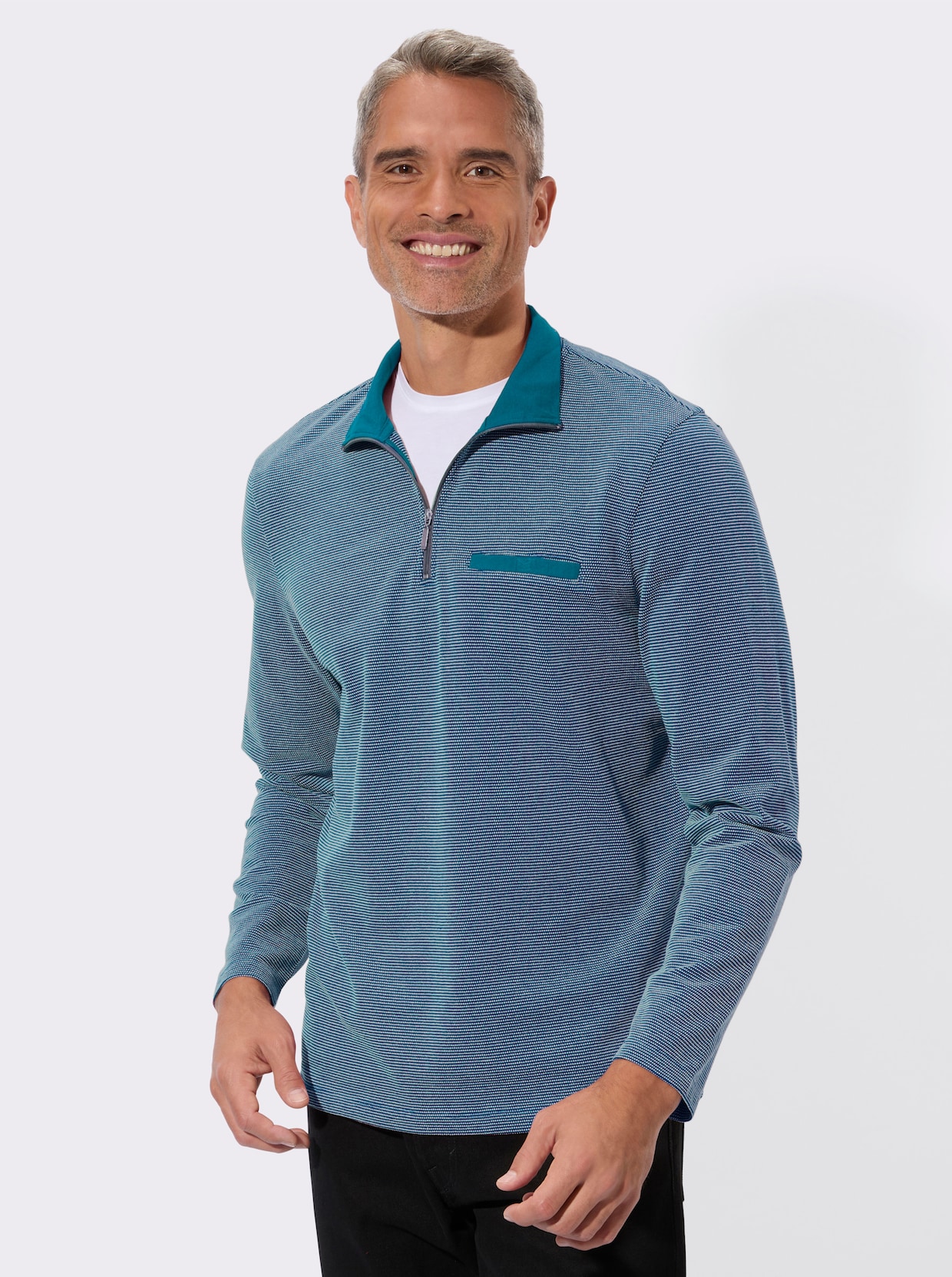 Mikina, náprsné vrecko - Topásová vzorovaná