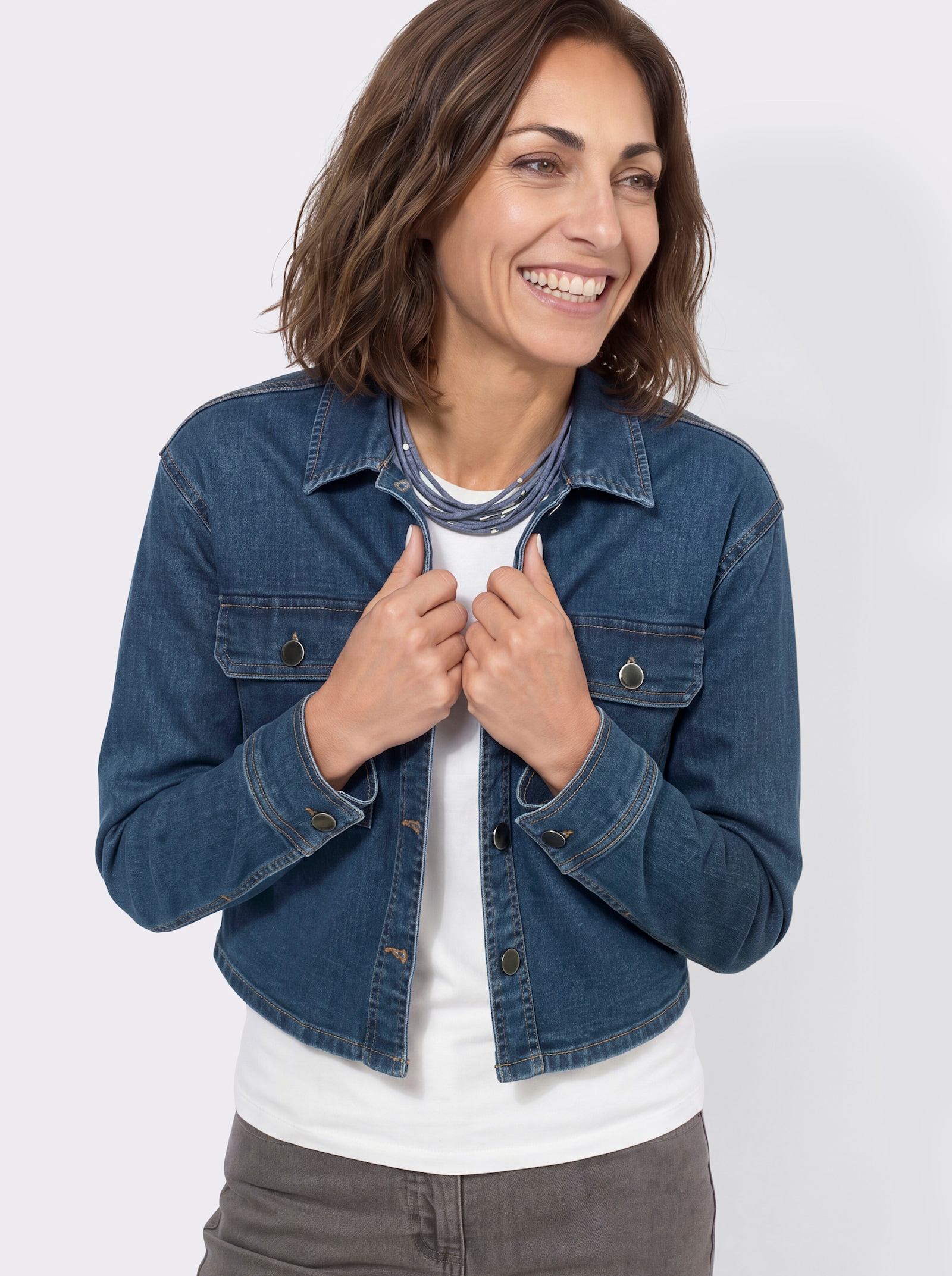 Jeansbluse im Oversized-Schnitt - blue-stone-washed