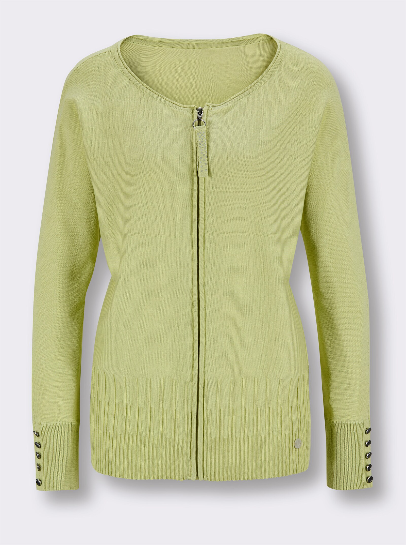 CREATION L PREMIUM Feinstrickjacke mit Fledermaus-Ärmeln - pistazie