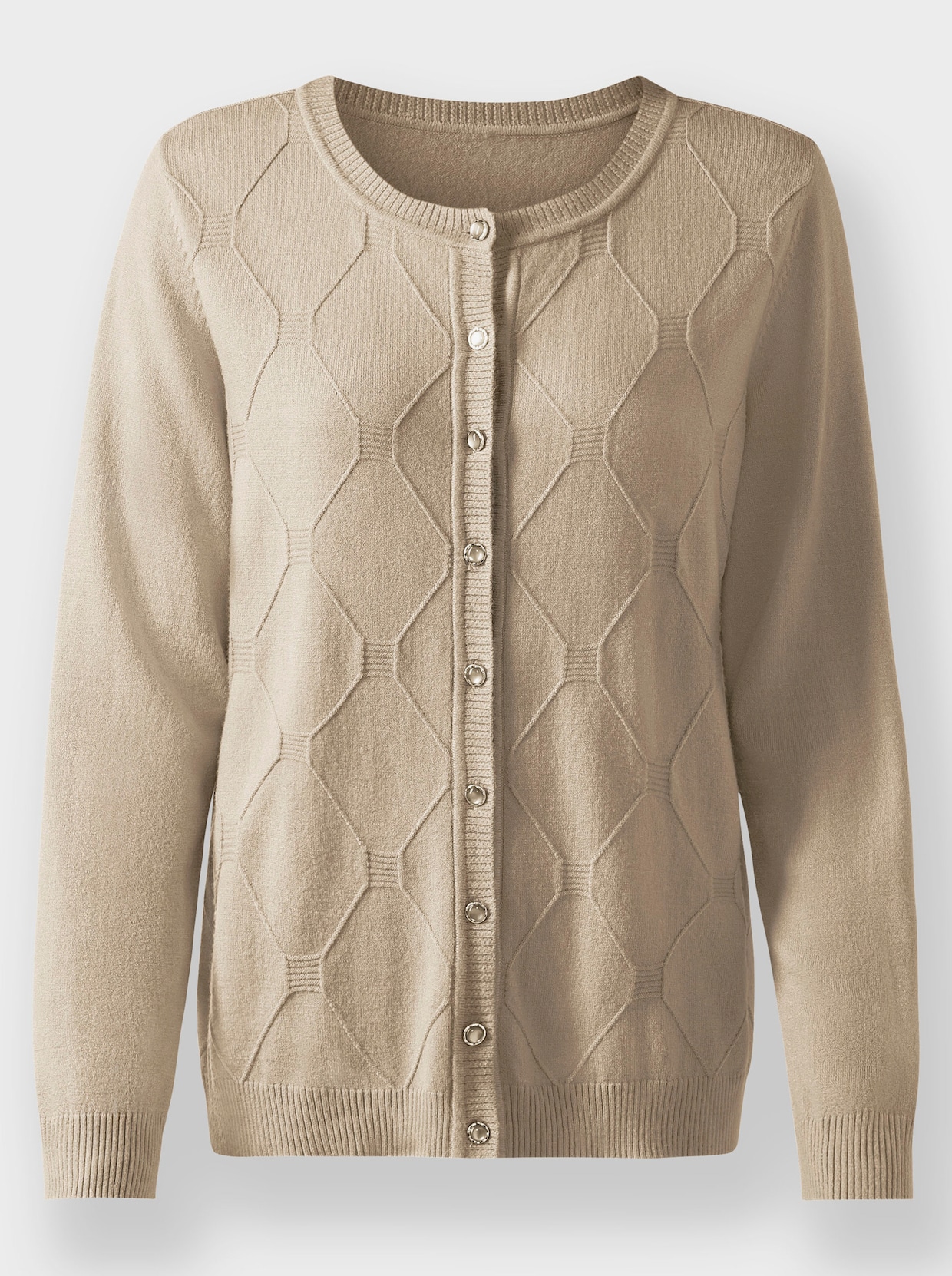 Gebreid vest met ruitpatroon - zand