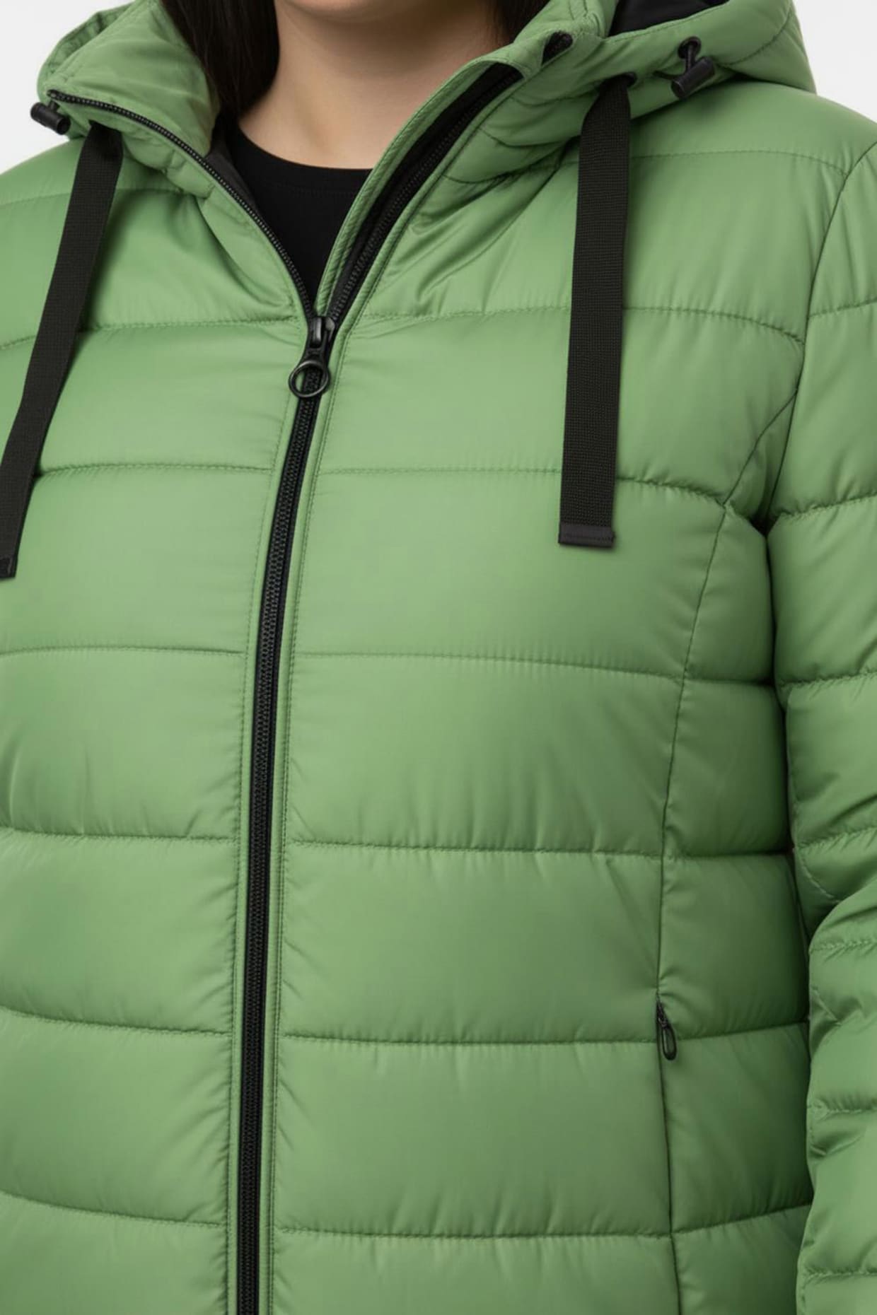 Steppjacke mit elastischer Kontrast-Paspelierung - apfel