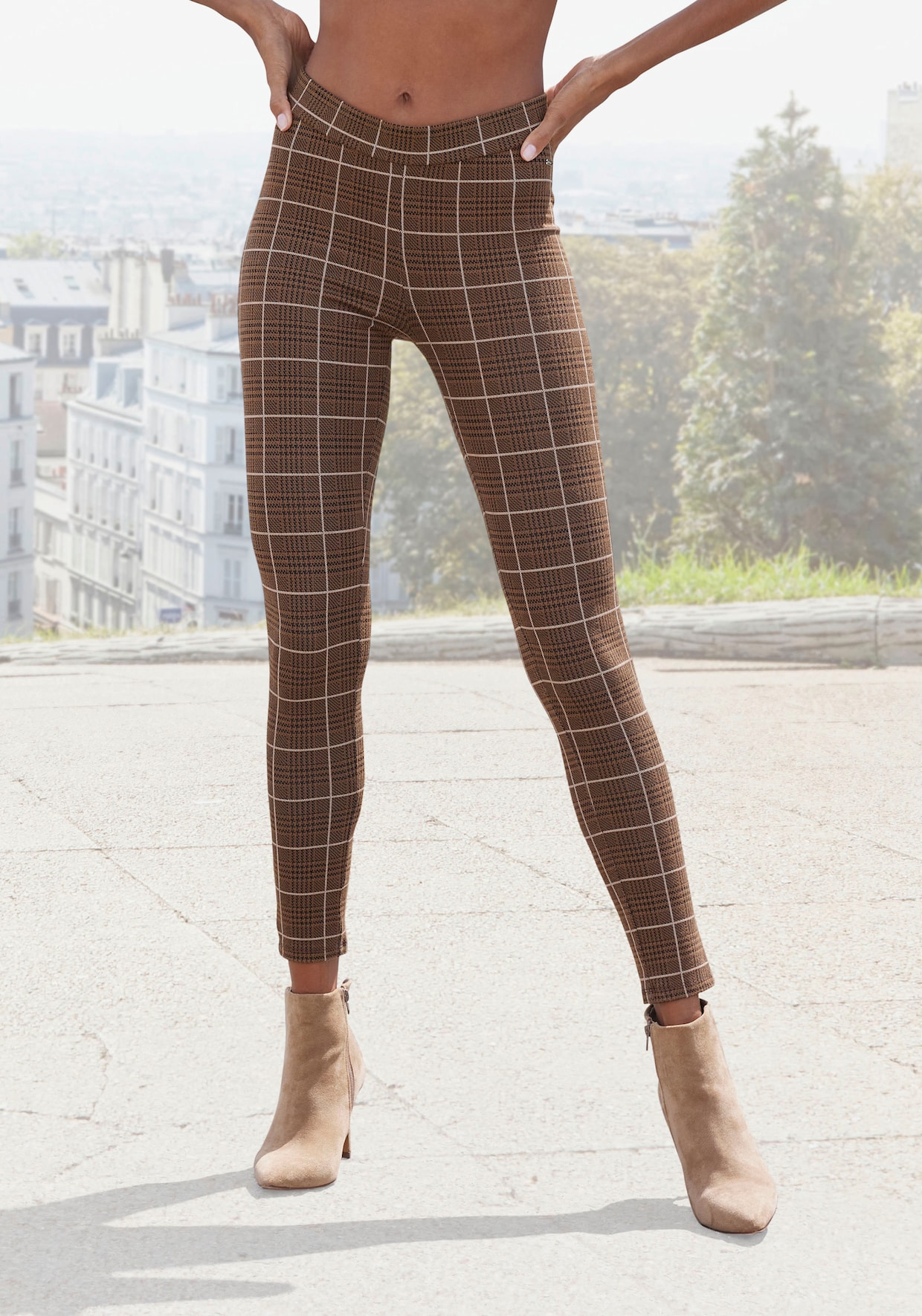 LASCANA Legging - beige/bruin geruit