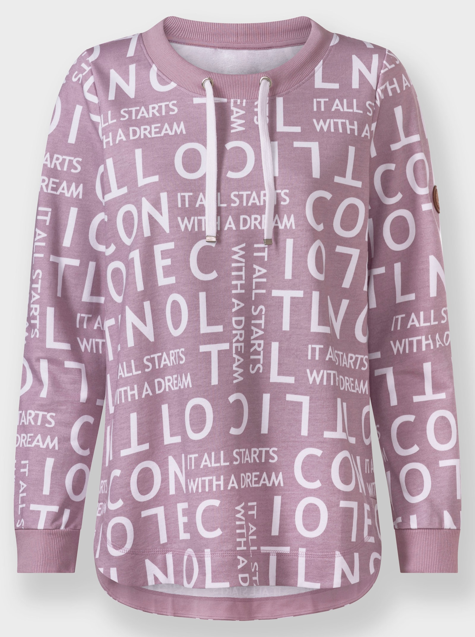 Longsweatshirt mit Lettering-Druck - mauve-weiß-gemustert
