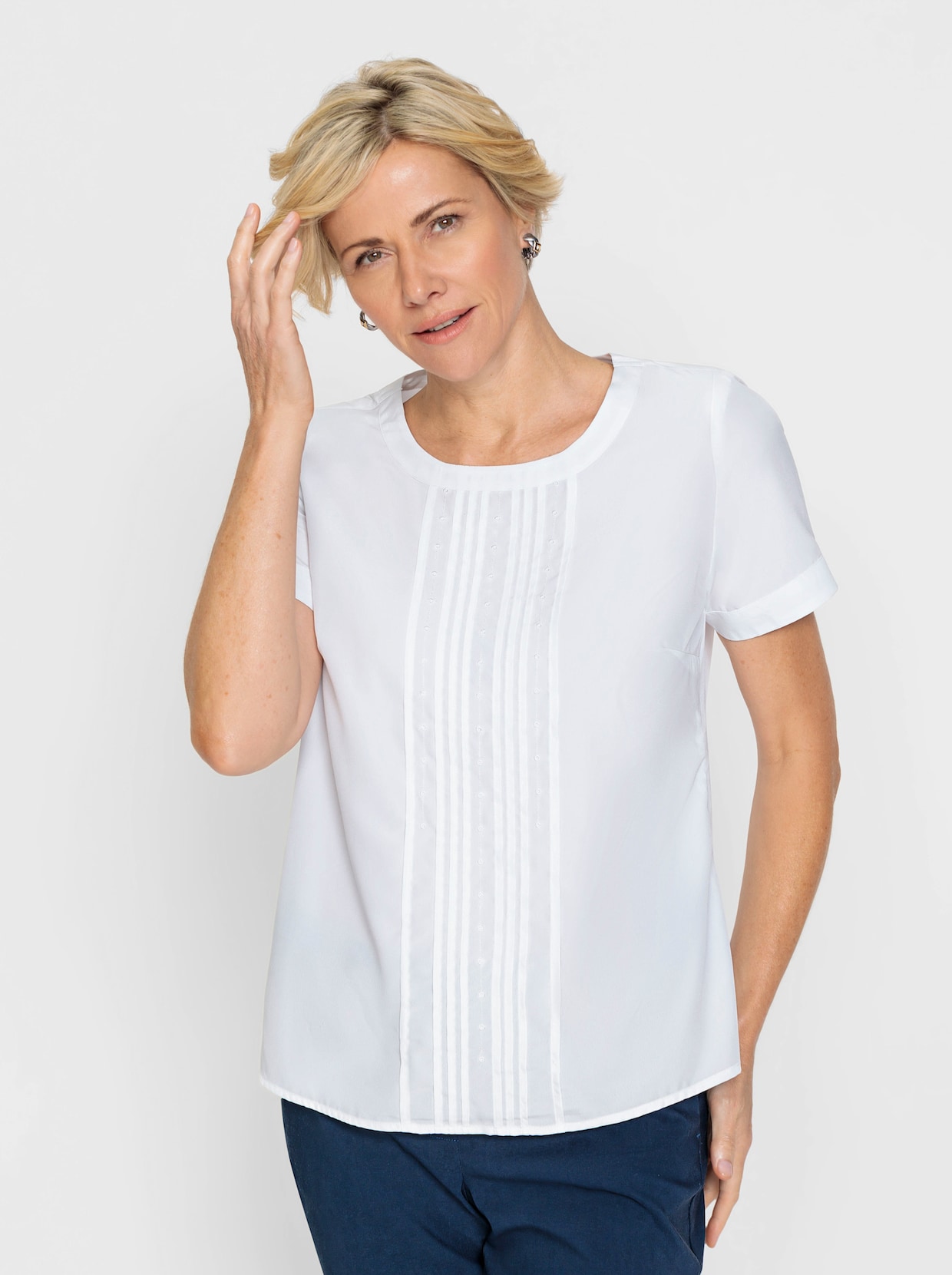 Blouse met korte mouwen - ecru