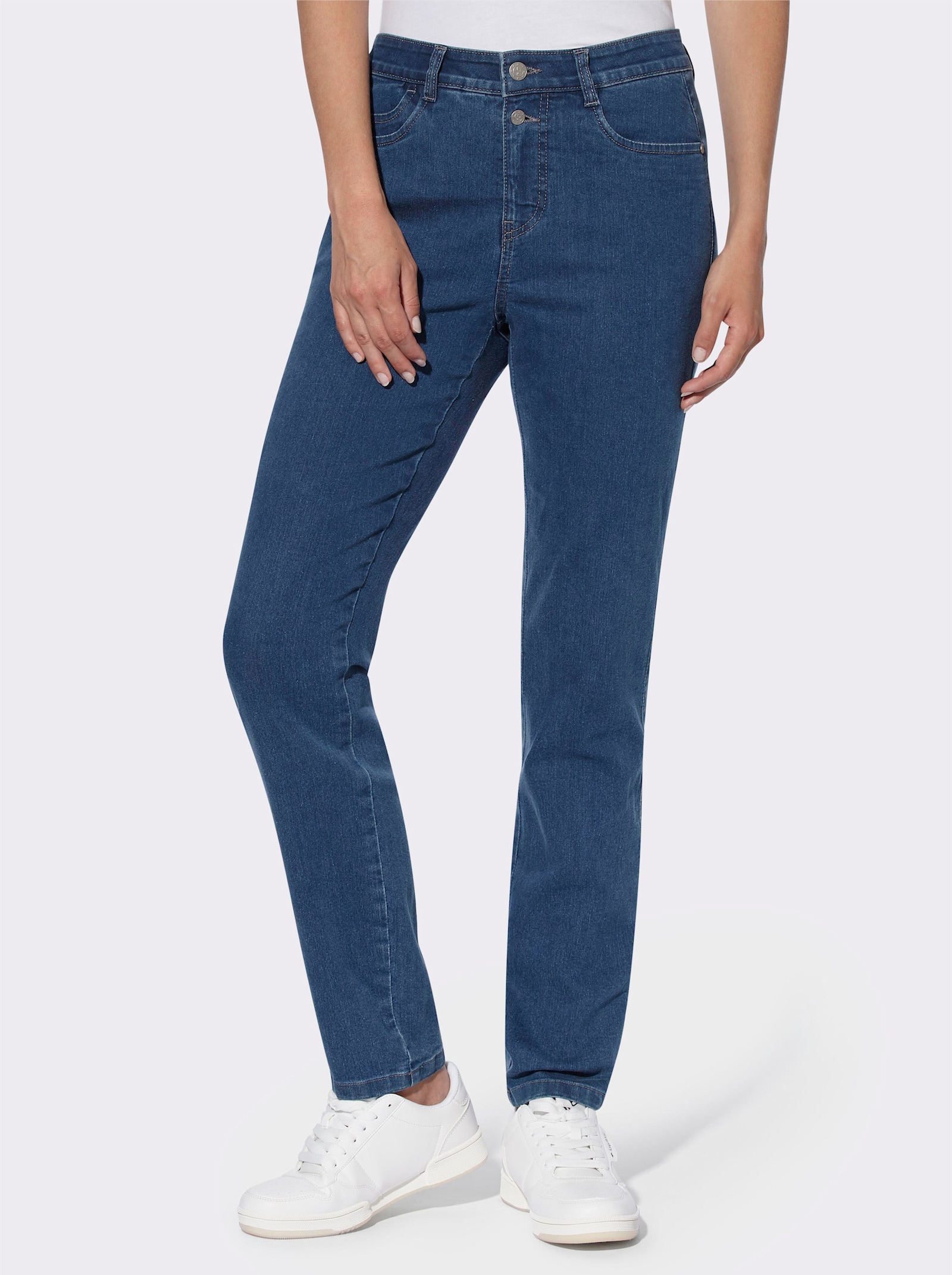 heine Stretch-Jeans mit Schmuckknöpfen - blue-stone-washed