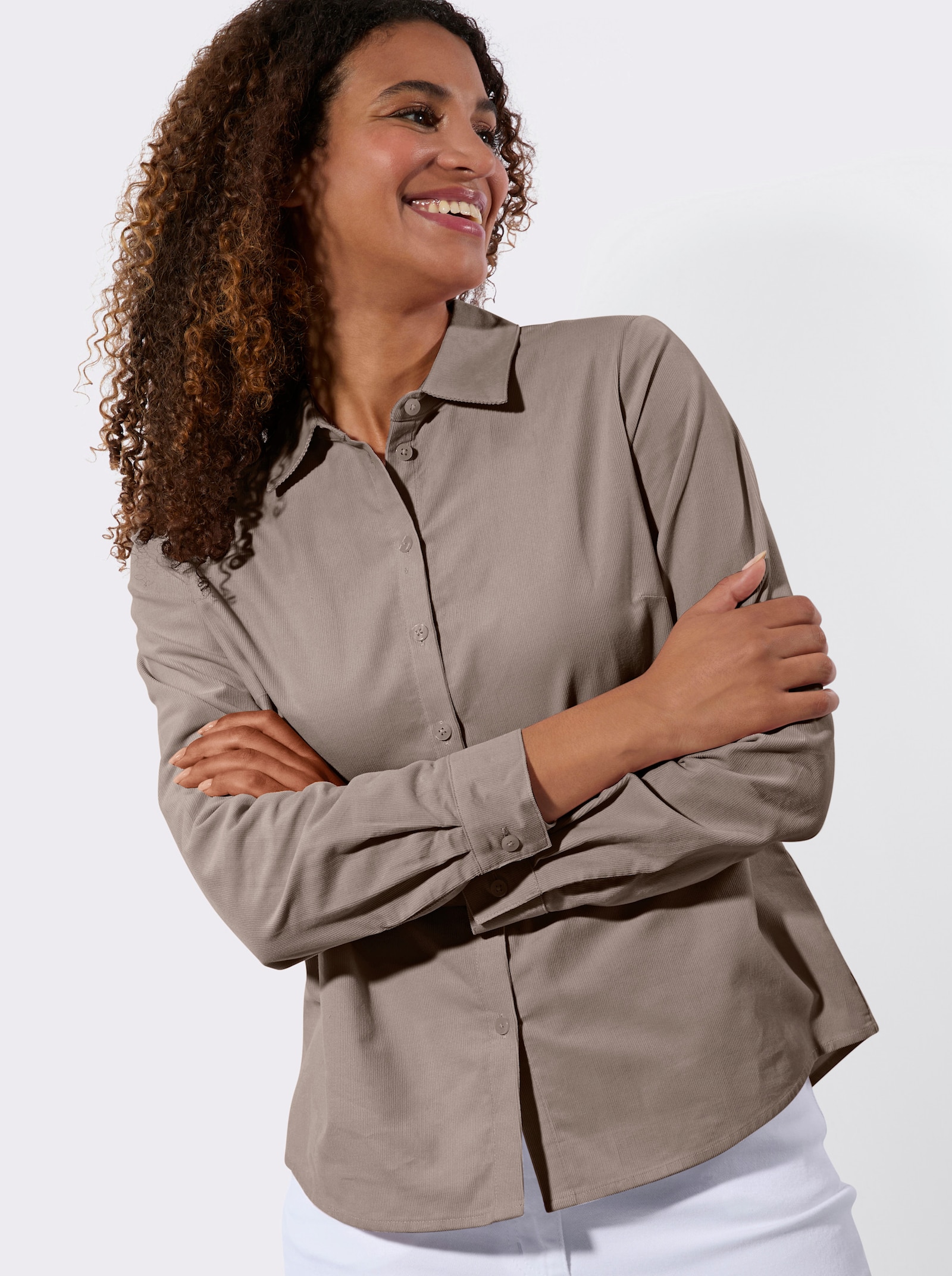 Skjortklänning av mjuk manchester - mullvad