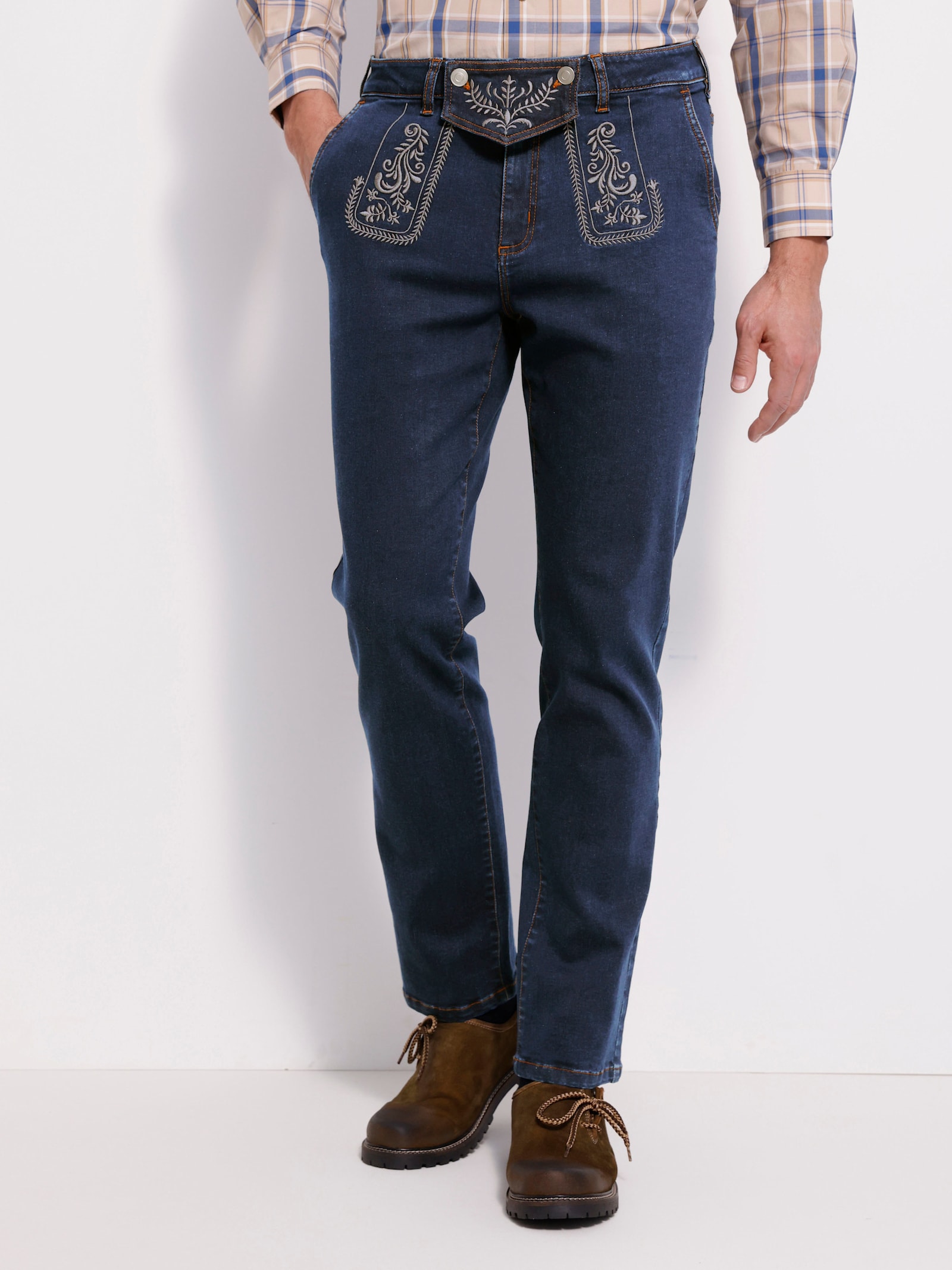 Trachtenjeans mit abnehmbarem Latz - dark blue