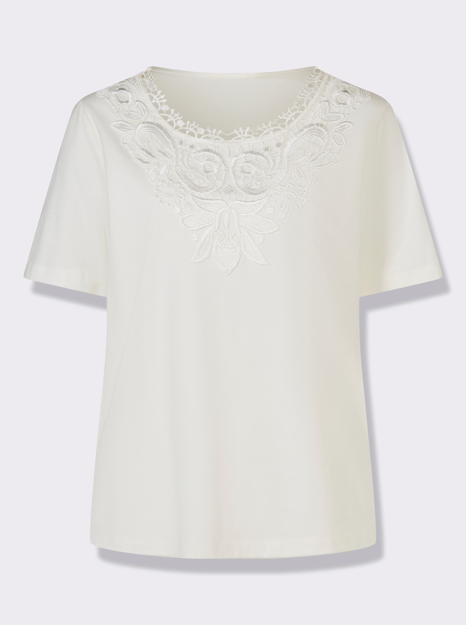 Kanten shirt van puur katoen - ecru