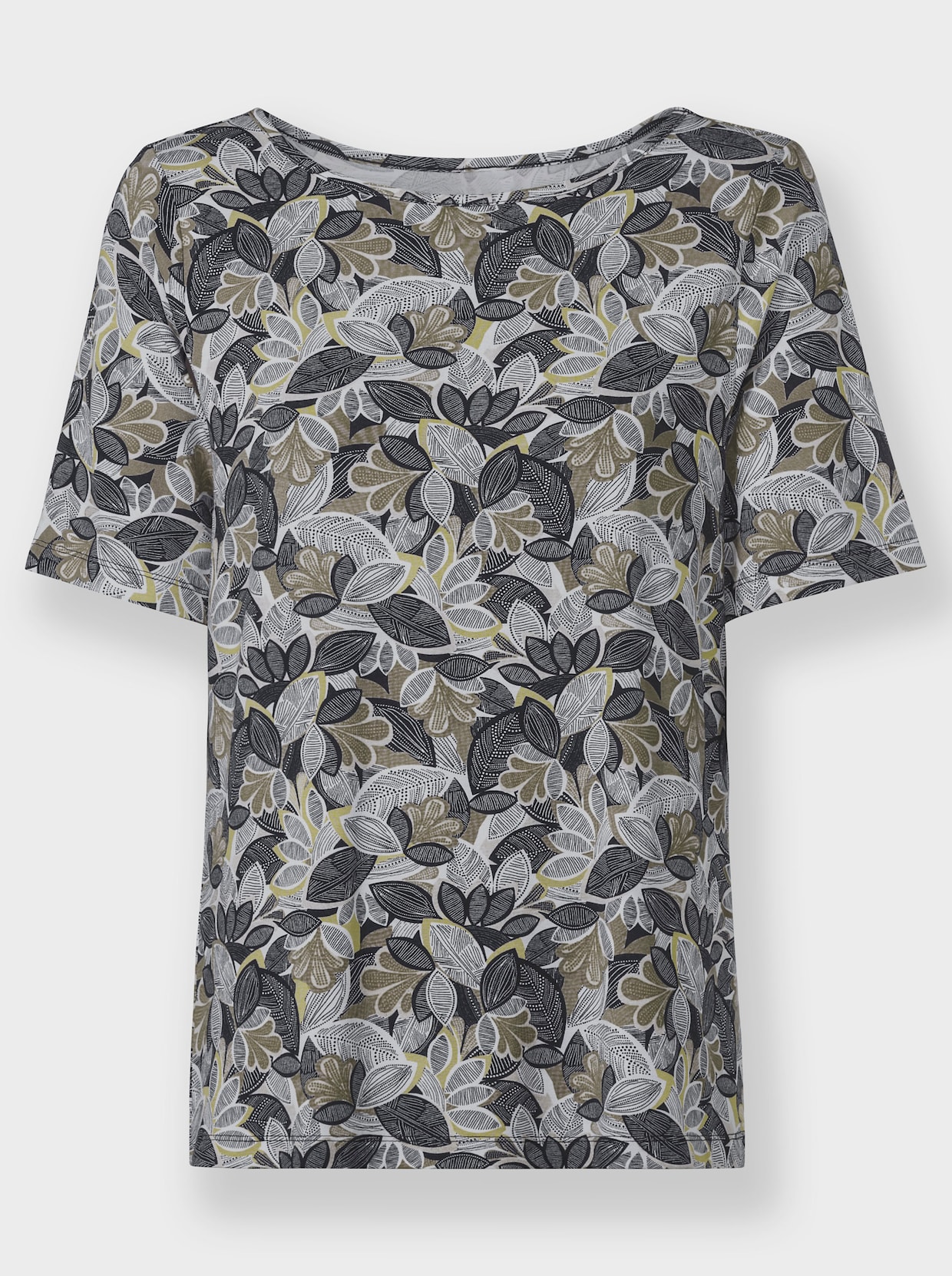 Print-Shirt - khaki-lindgrün-bedruckt