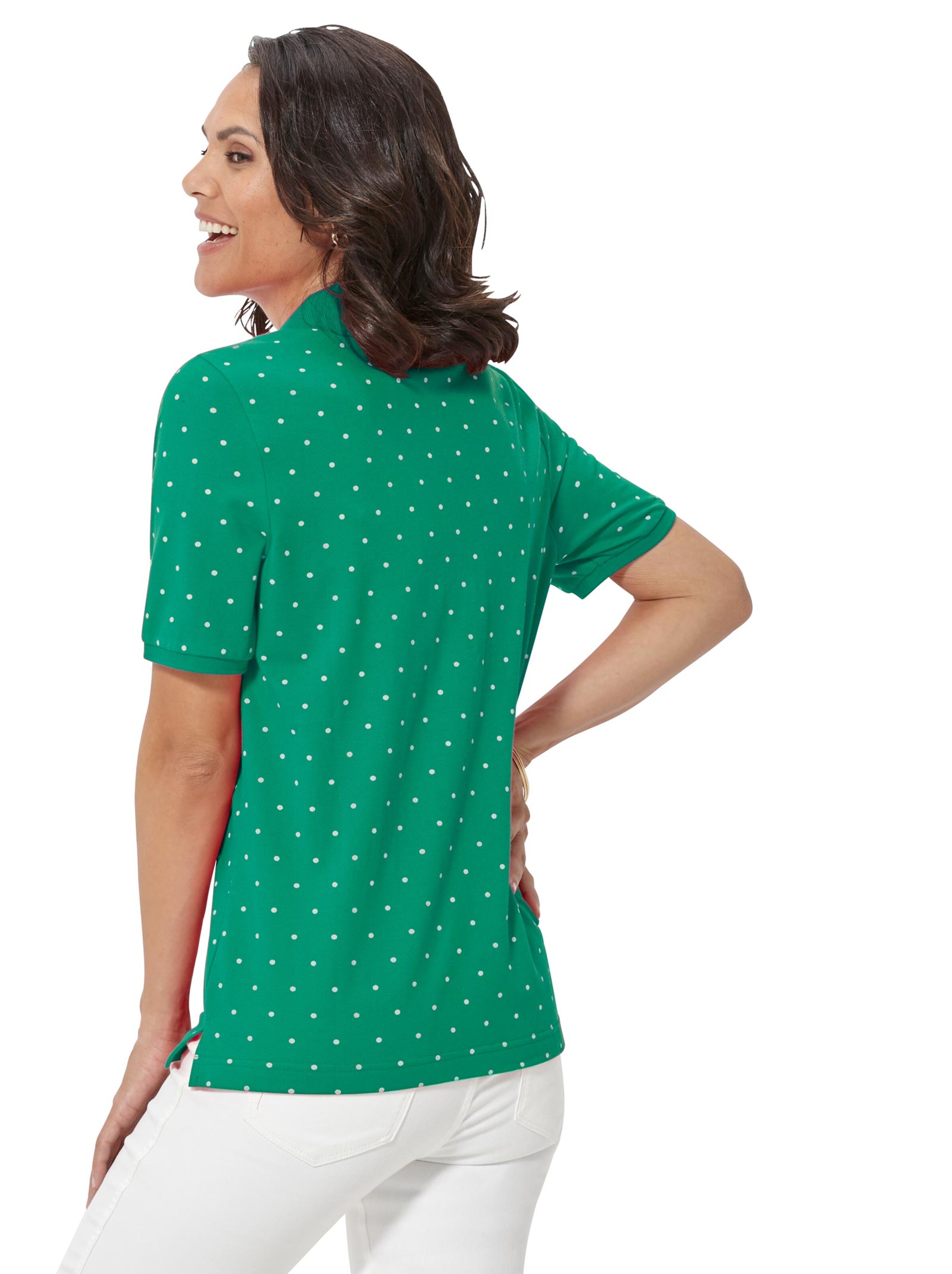 Poloshirt - smaragd-getupft