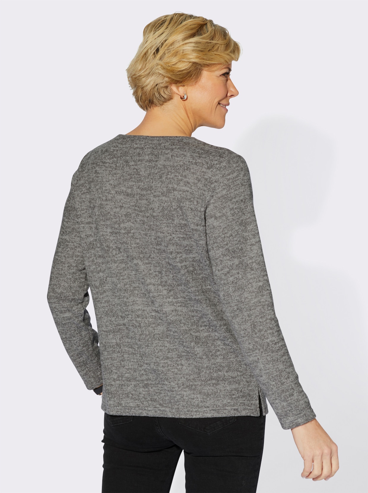 Shirt met lange mouwen - steengrijs/gemêleerd