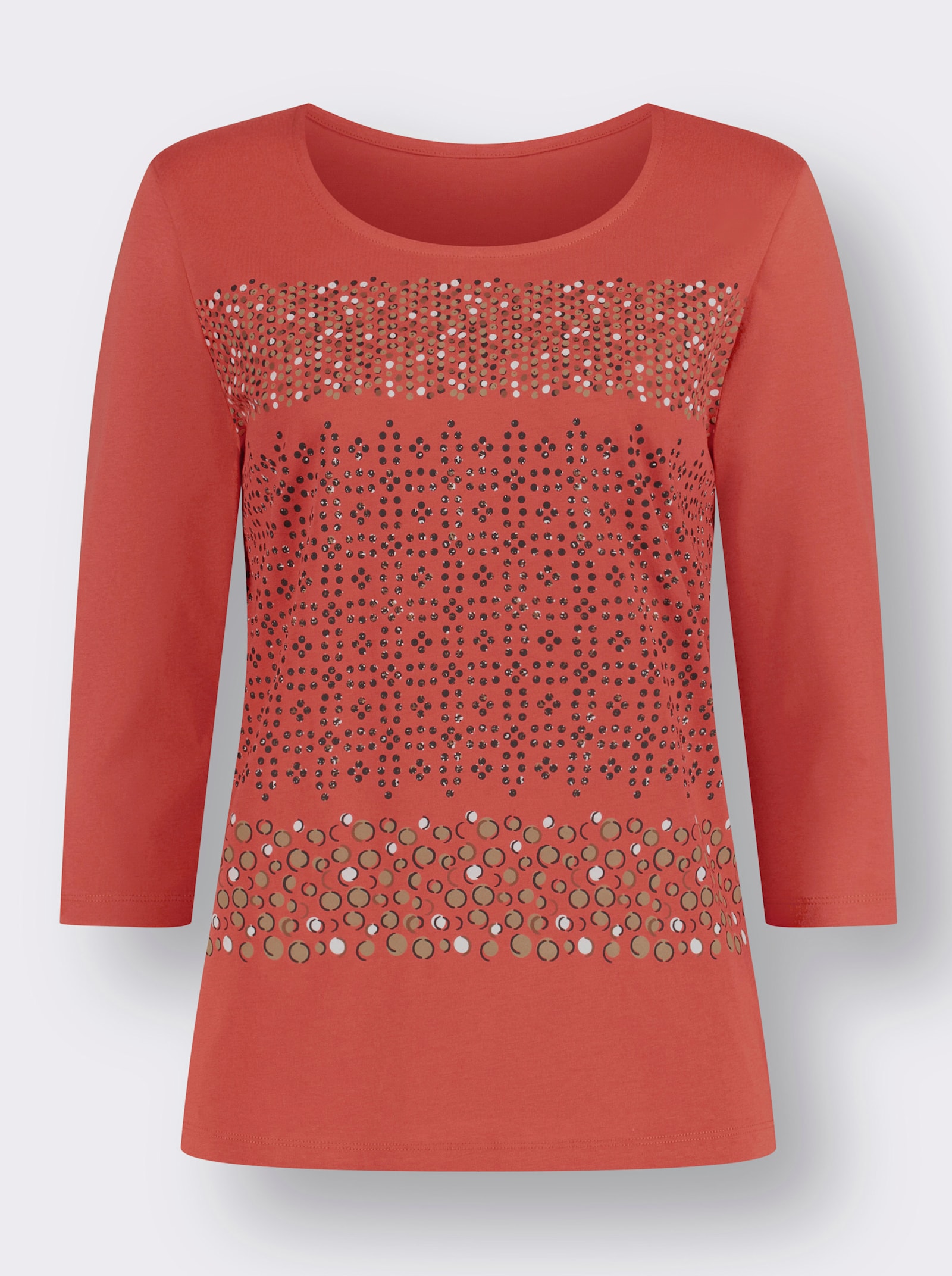 Tričko s 3/4 rukávem a potiskem - terra-černá