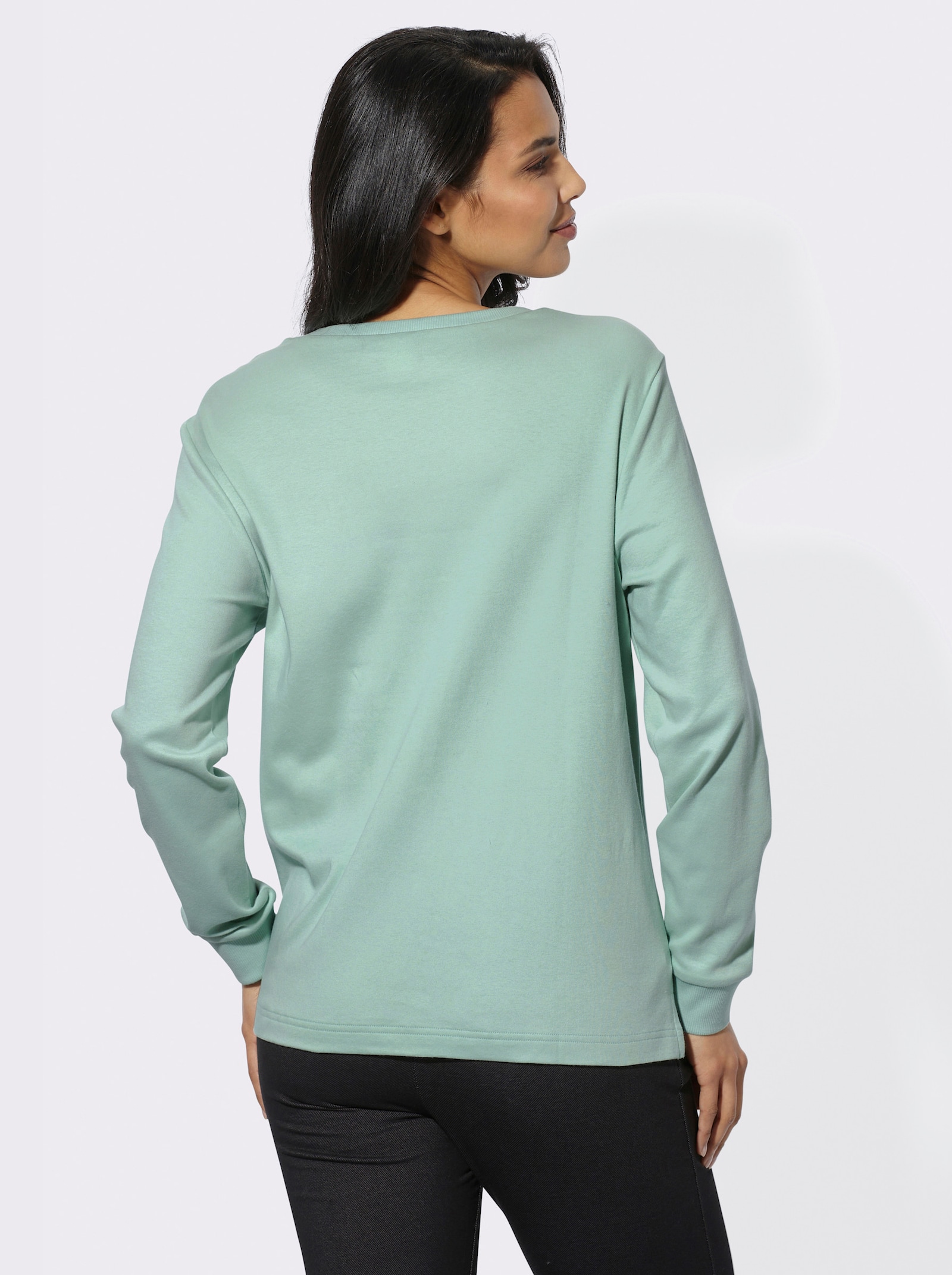Sweatshirt mit platziertem Grafik-Print - kalkmint