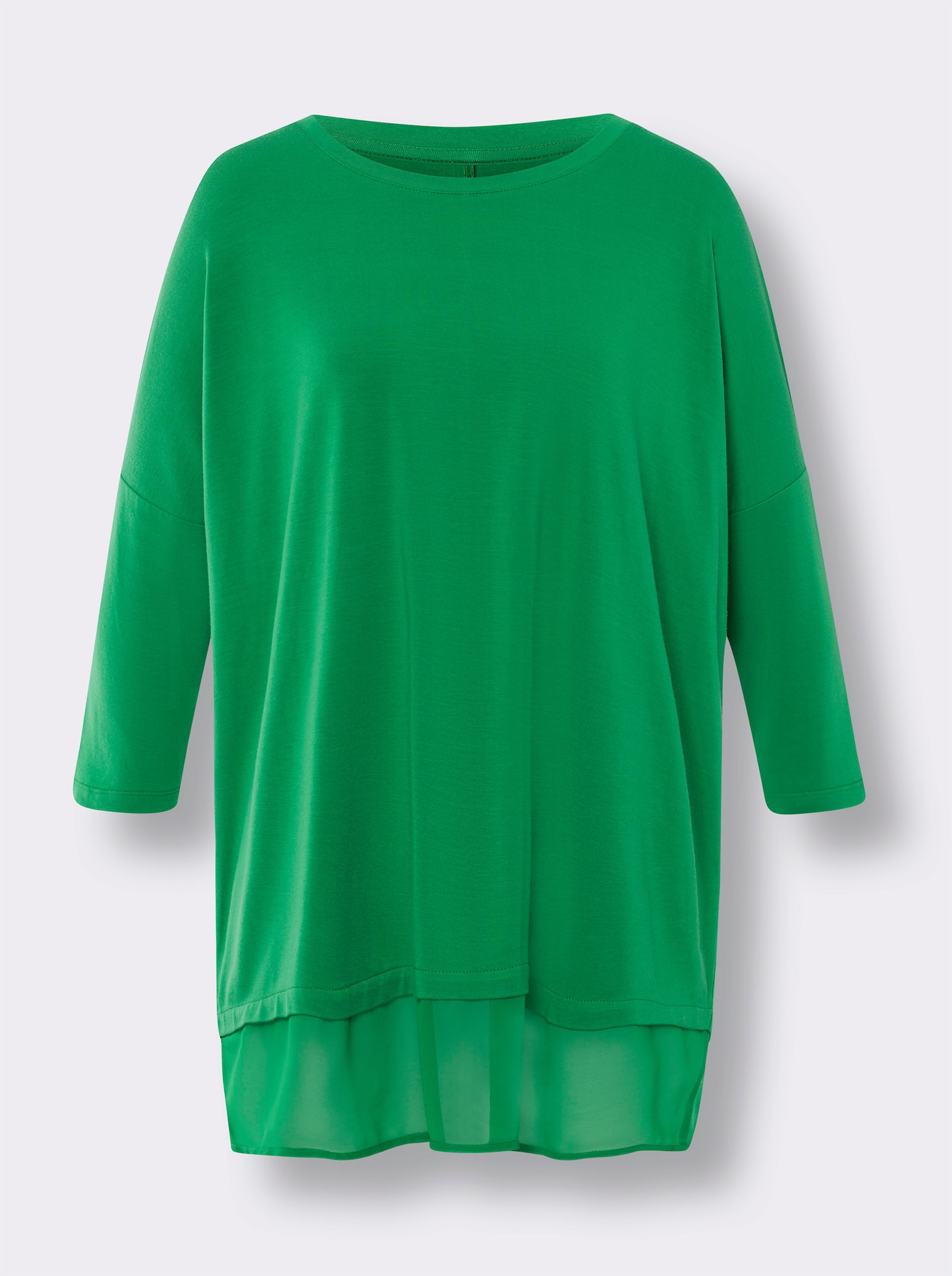 heine Oversize-Shirt mit Chiffon-Saum - grasgrün