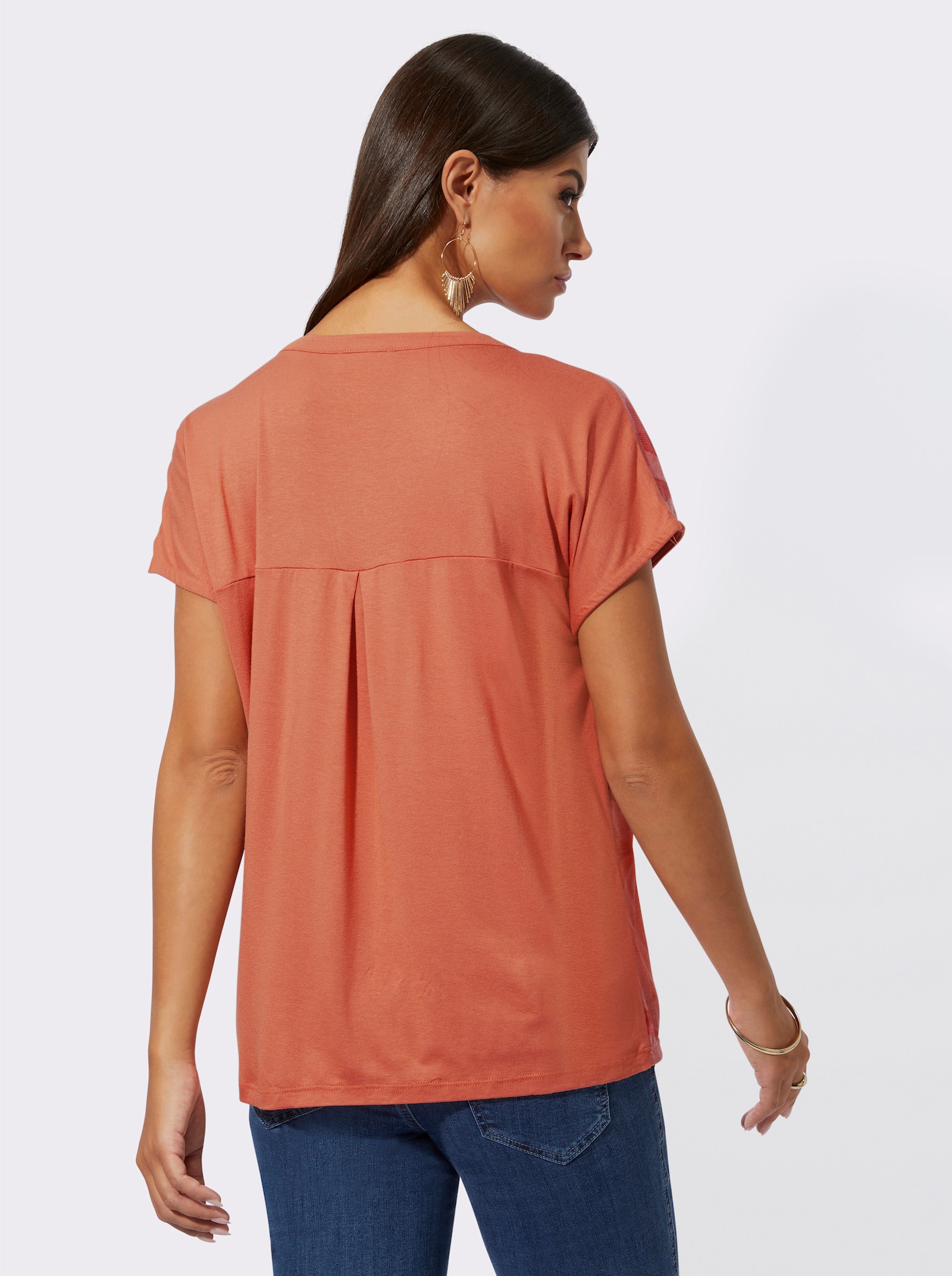  2-in-1-Shirt mit Ausbrenner-Muster vorne - papaya