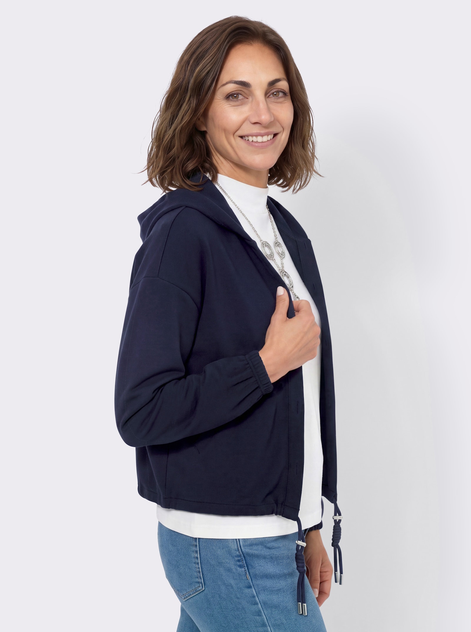 Shirtjacke mit Kapuze - marine