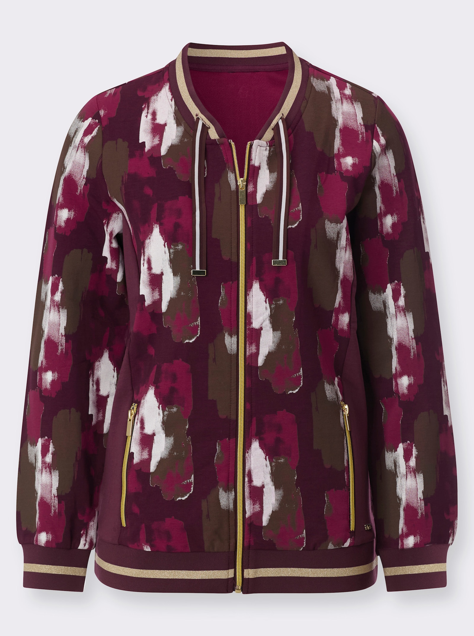 feel good Jacke - burgund-ecru-bedruckt