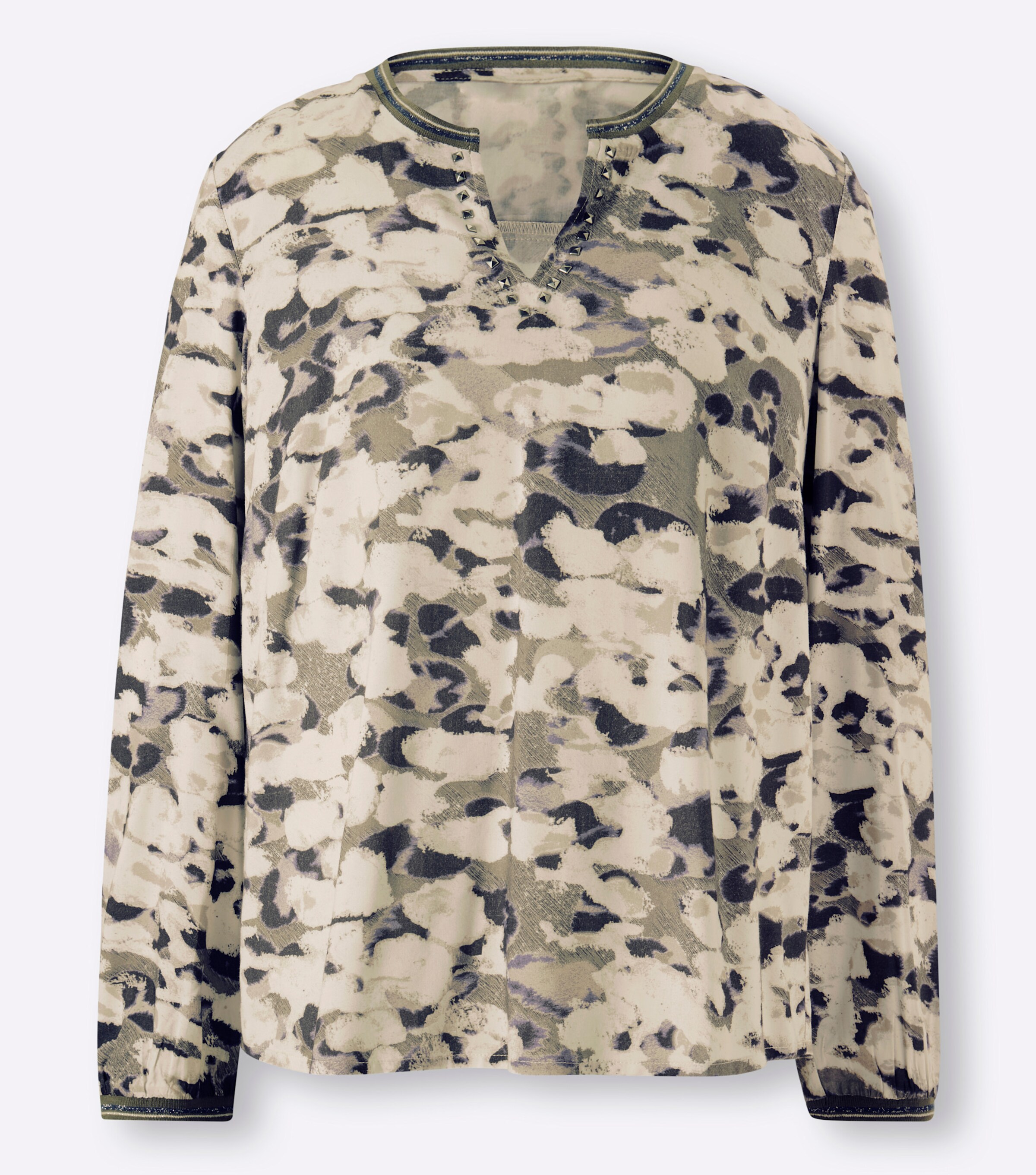 Witt Weiden Damen Druckbluse khaki champagner bedruckt  - Onlineshop Witt Weiden