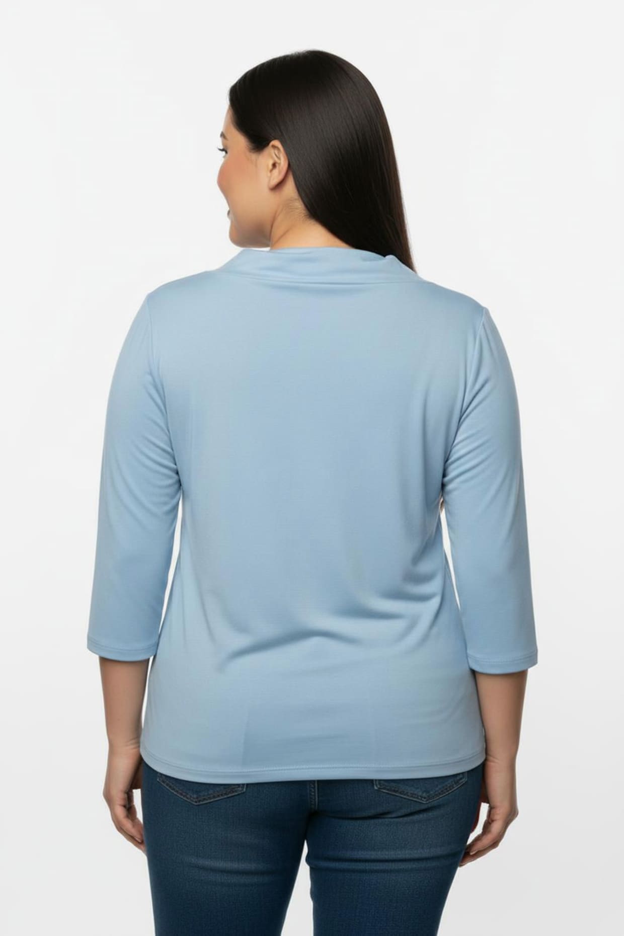 Wasserfallshirt mit 3/4-langen Ärmeln - bleu