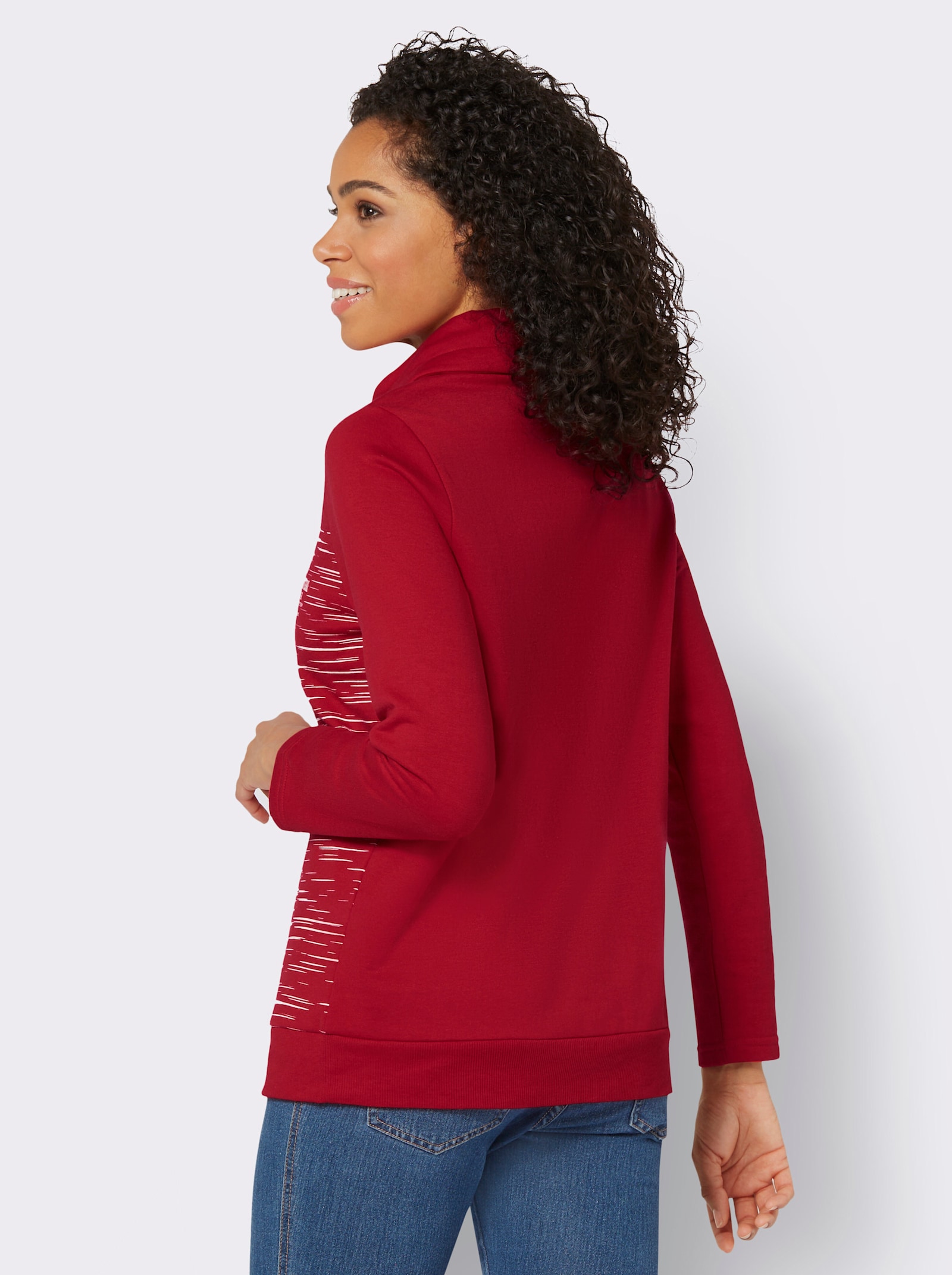 Sweatshirt aus innen angerautem Baumwoll-Mix - rot-bedruckt