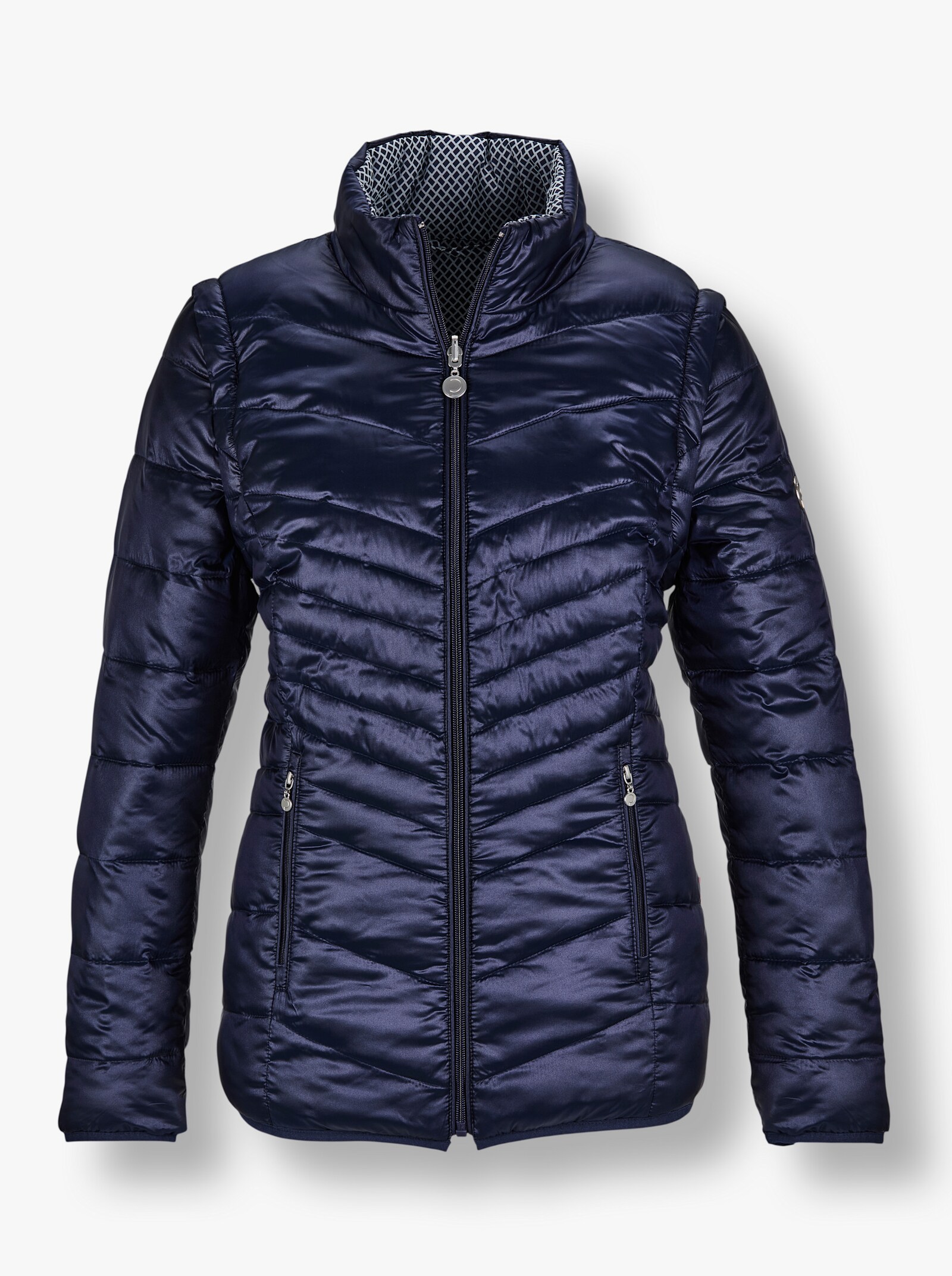 CREATION L PREMIUM Wendejacke mit abnehmbaren Ärmeln - marine-weiß-bedruckt