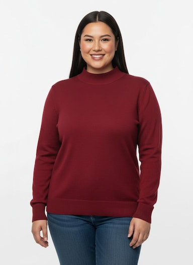 Stehkragenpullover mit Ripp-Abschlüssen - rot