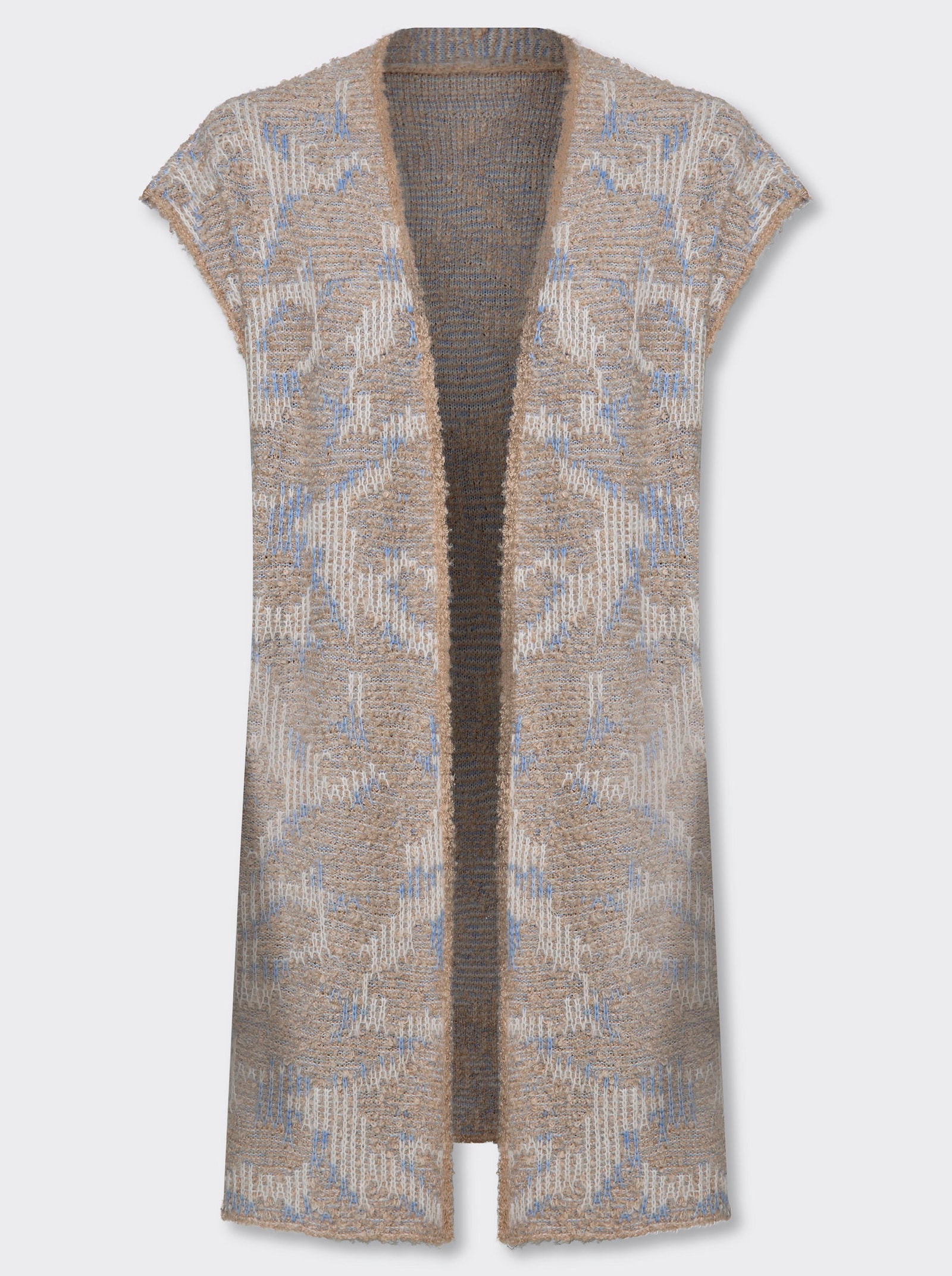 heine Strickweste - mittelblau-champagner-gemustert