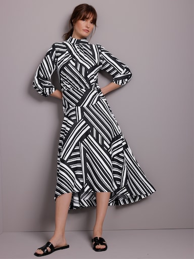 CREATION L PREMIUM Maxikleid mit Grafik-Dessin - schwarz-ecru-bedruckt