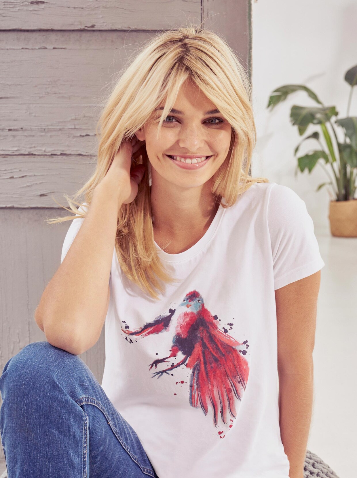 Linea Tesini Druck-Shirt - weiß-bedruckt