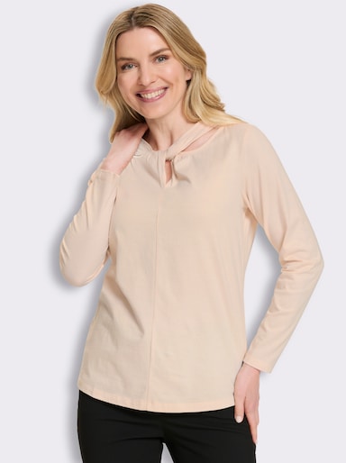 Langarmshirt mit Knoten-Detail - elfenbein