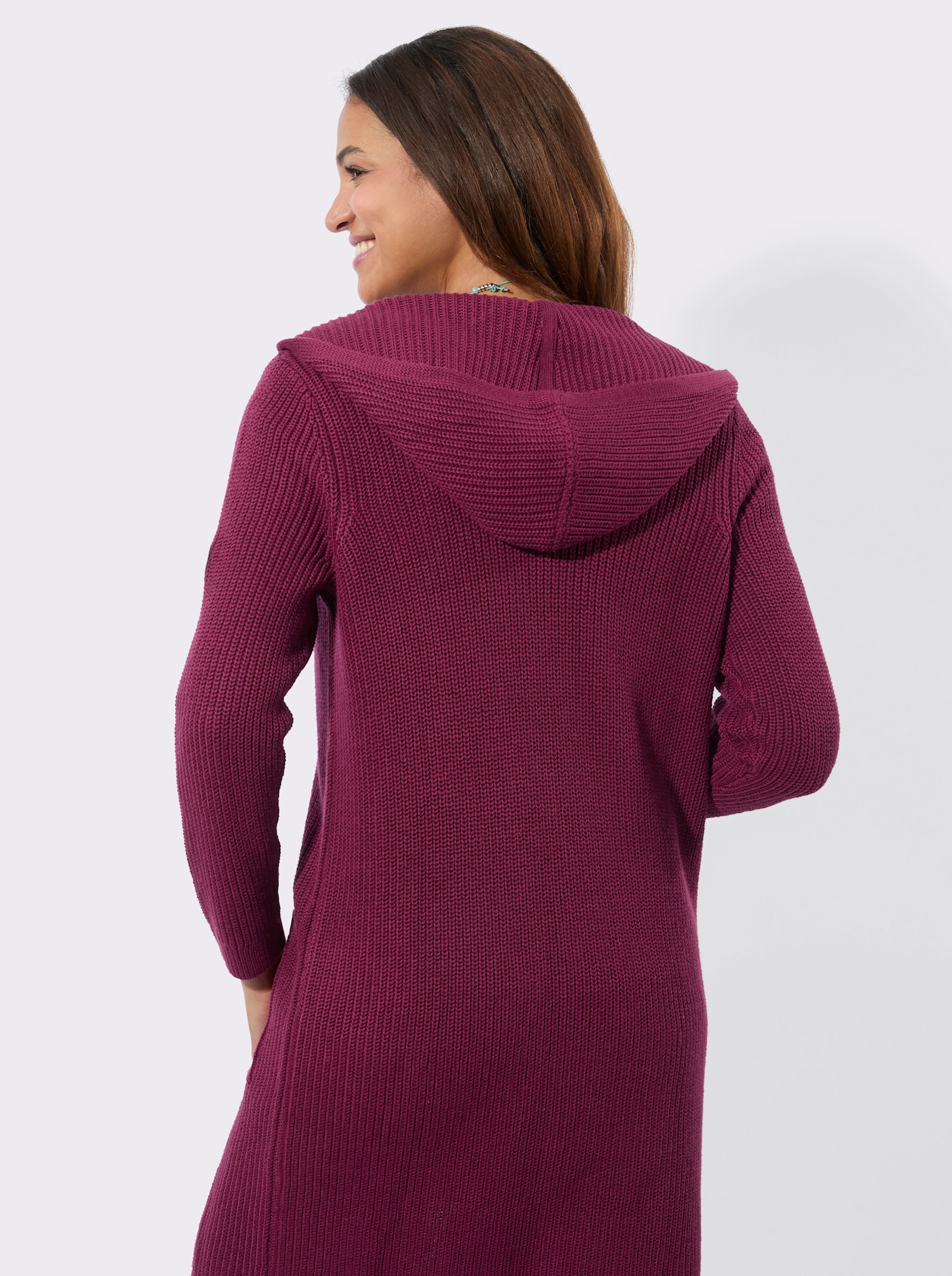 Strickmantel in offener Form - bordeaux