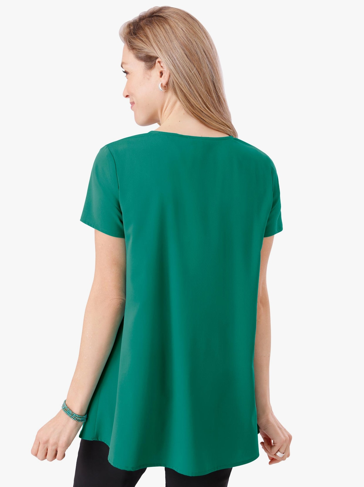 Longline blouse - smaragdgroen