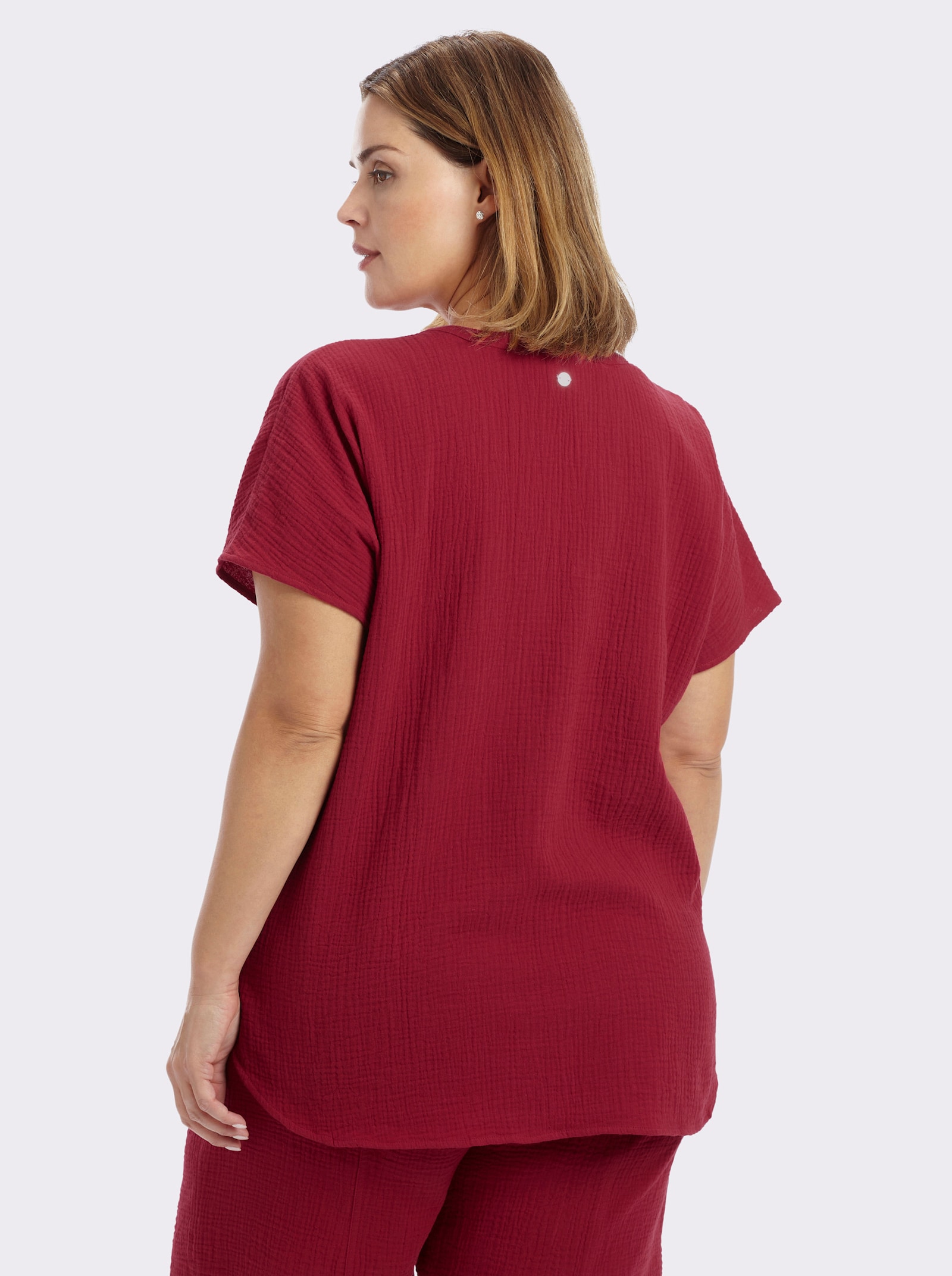 sheego Tunika mit überschnittenen Ärmeln - kirsche