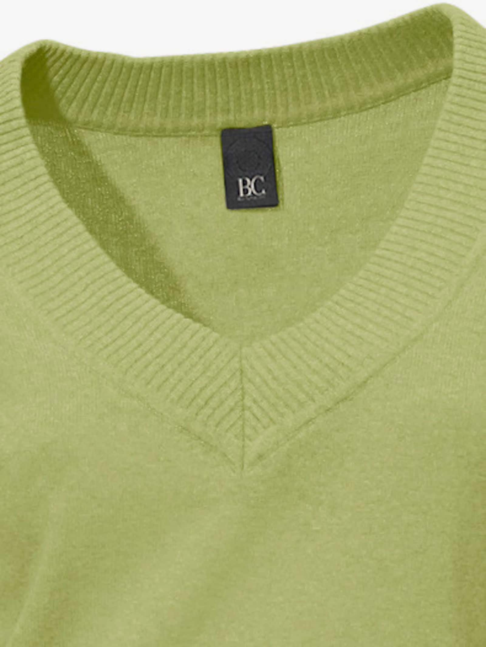 heine V-Ausschnitt-Pullover aus reiner Baumwolle - kiwi