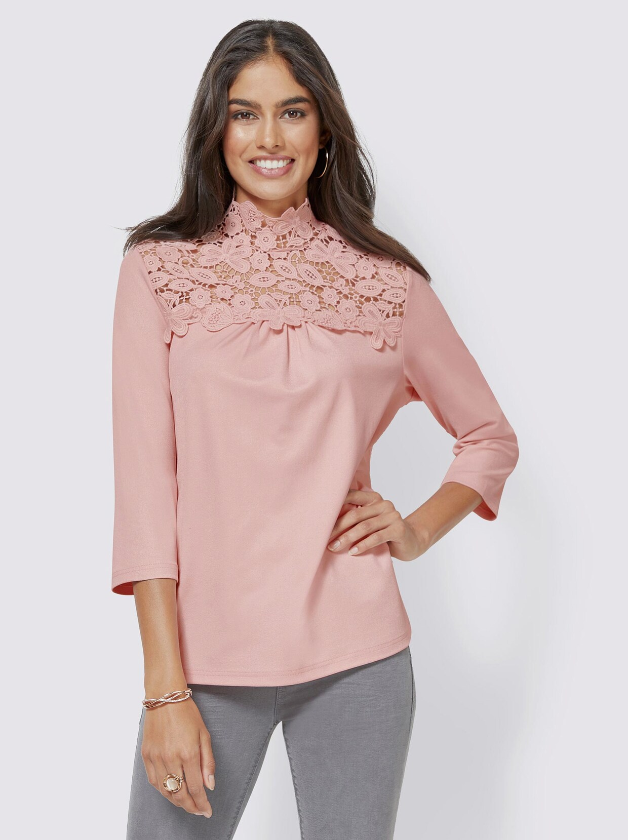 T-shirt en dentelle - rose