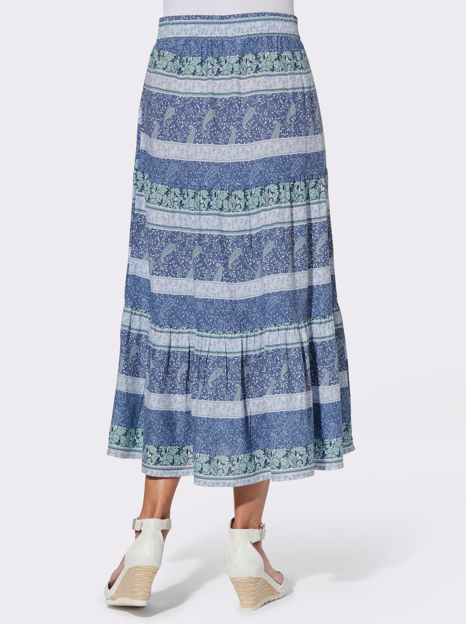 Schlupfrock im Paisley-Muster - rauchblau-kalkmint-bedruckt