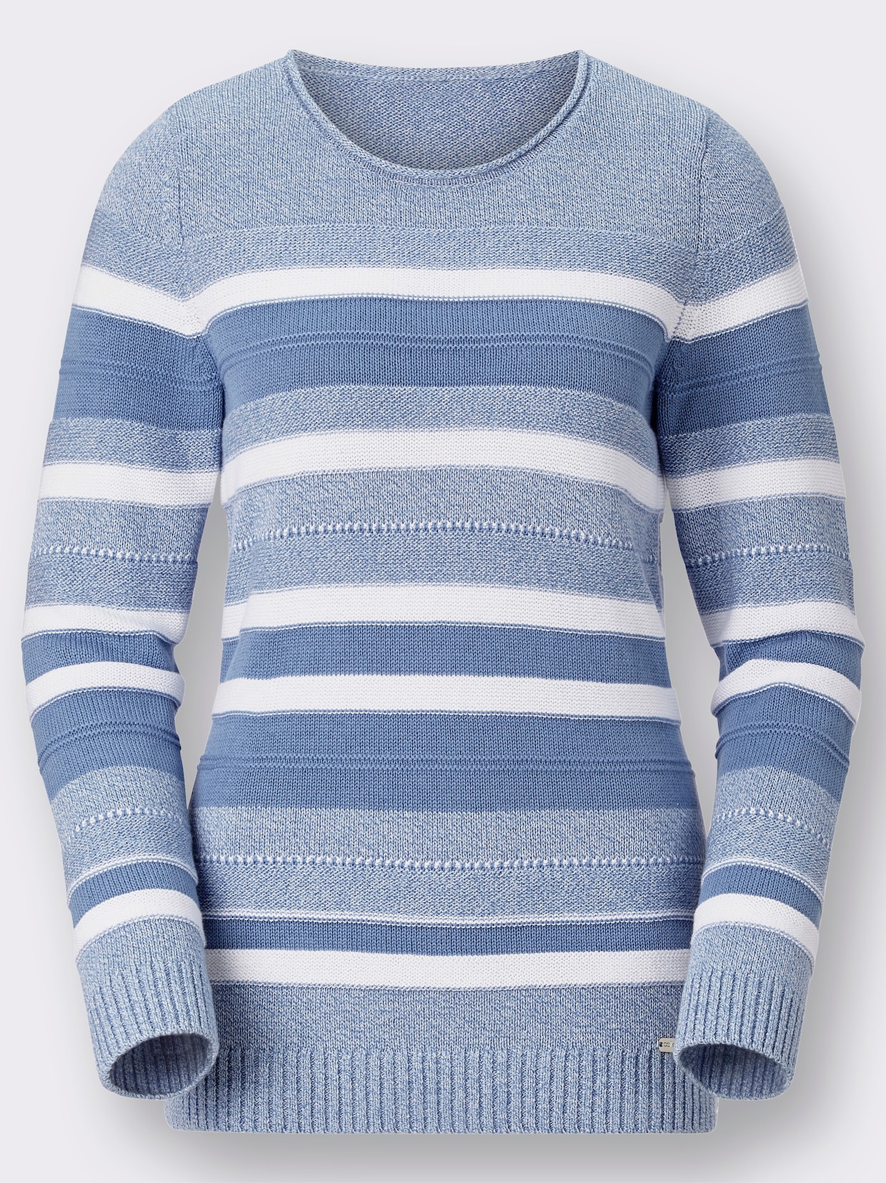 Pullover met ronde hals - bleu gestreept