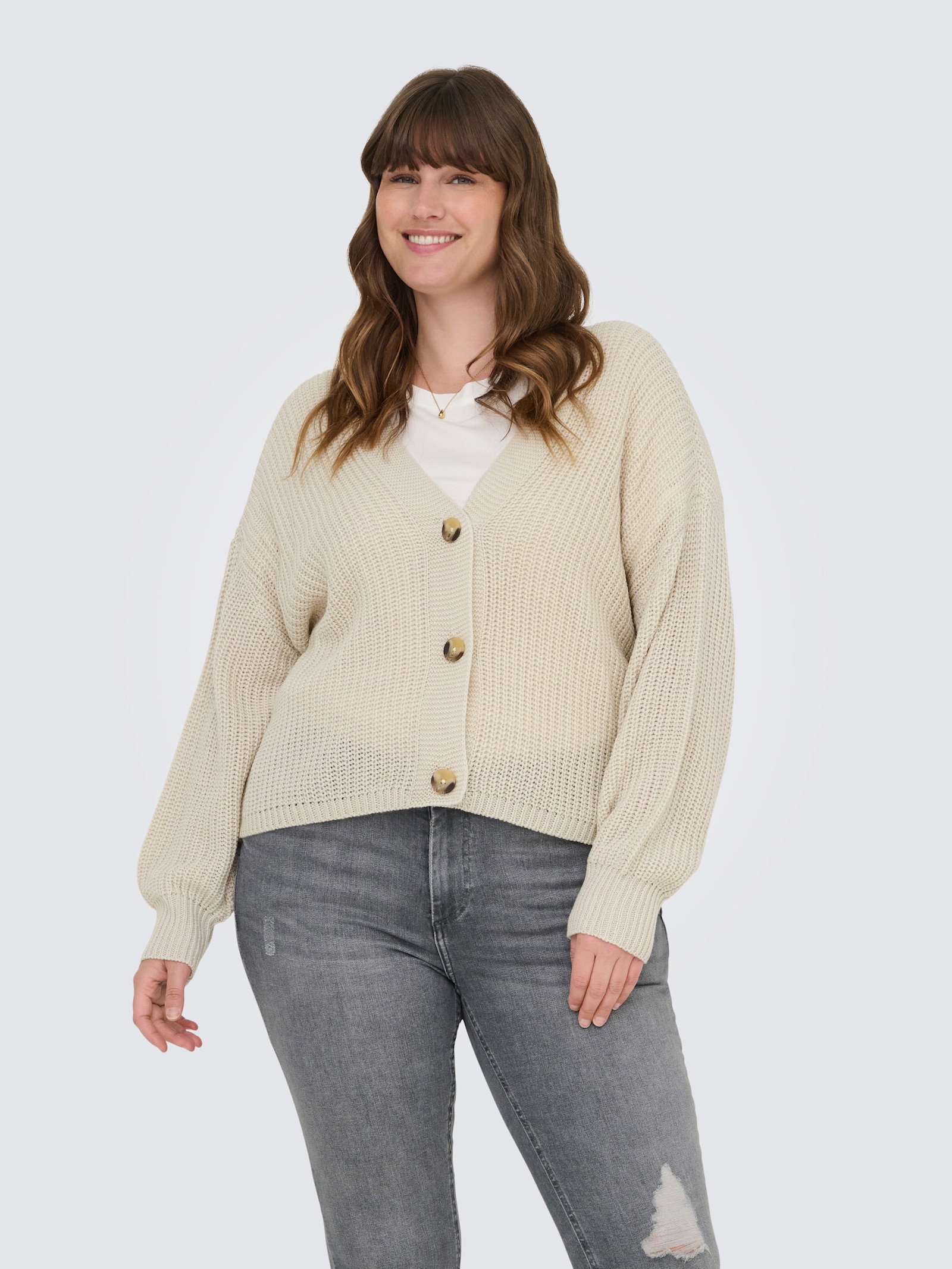 ONLY CARMAKOMA Strickjacke - pumice stone