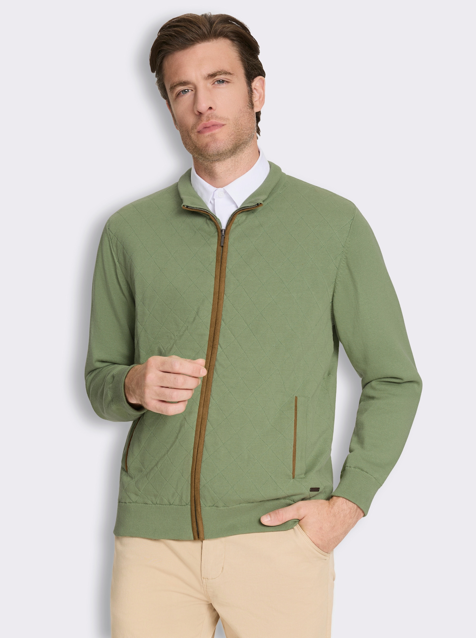 Marco Donati Strickjacke mit Rautensteppung - eucalyptus