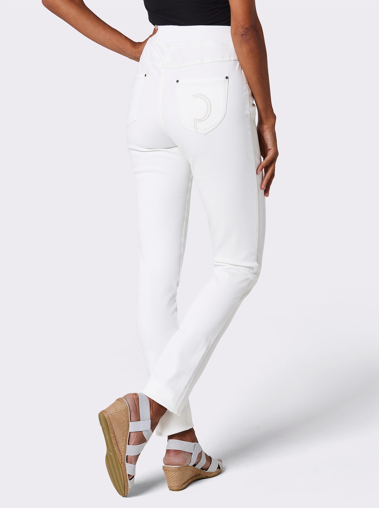 CREATION L PREMIUM Jean coton et lyocell - blanc