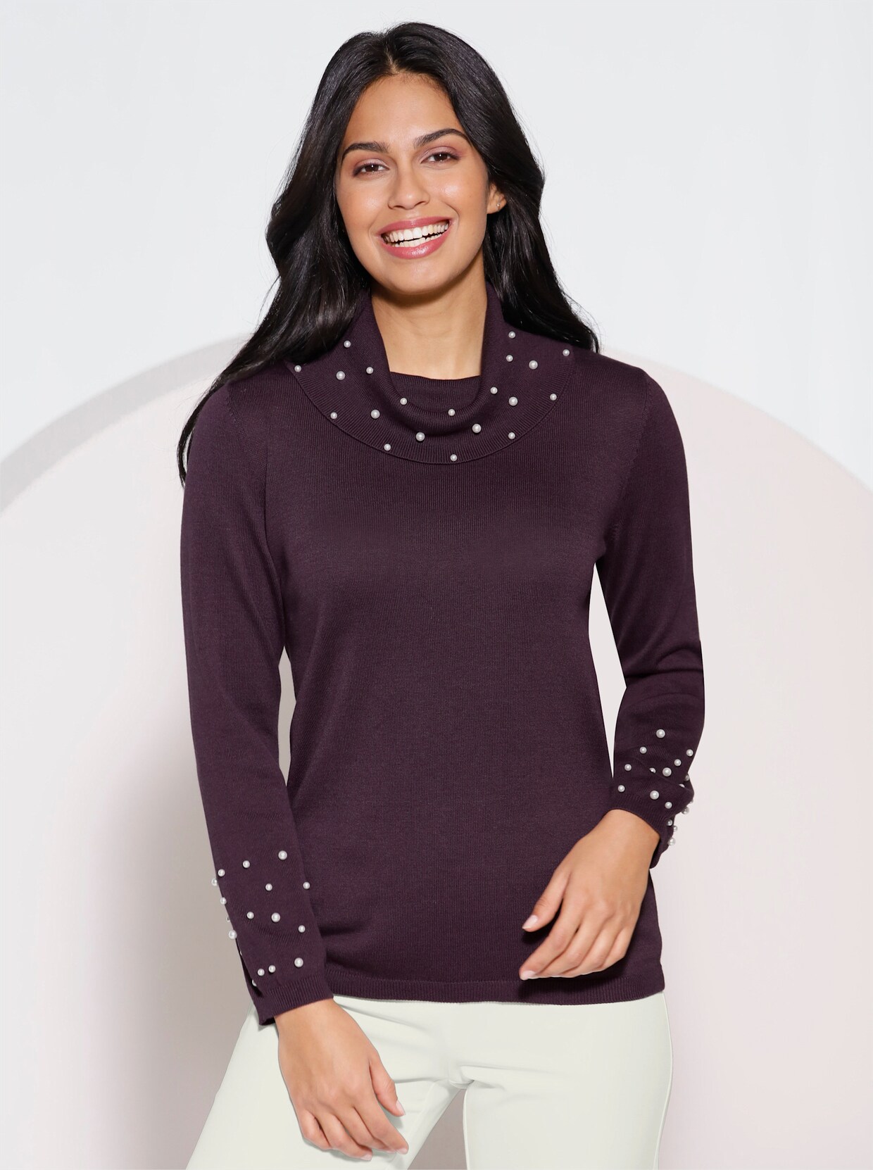 Rollkragenpullover - aubergine