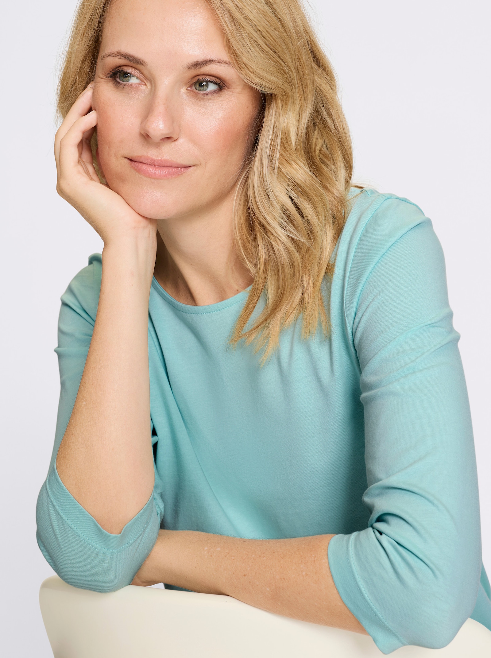 Longshirt mit bedrucktem Einsatz vorne - mint-orchidee