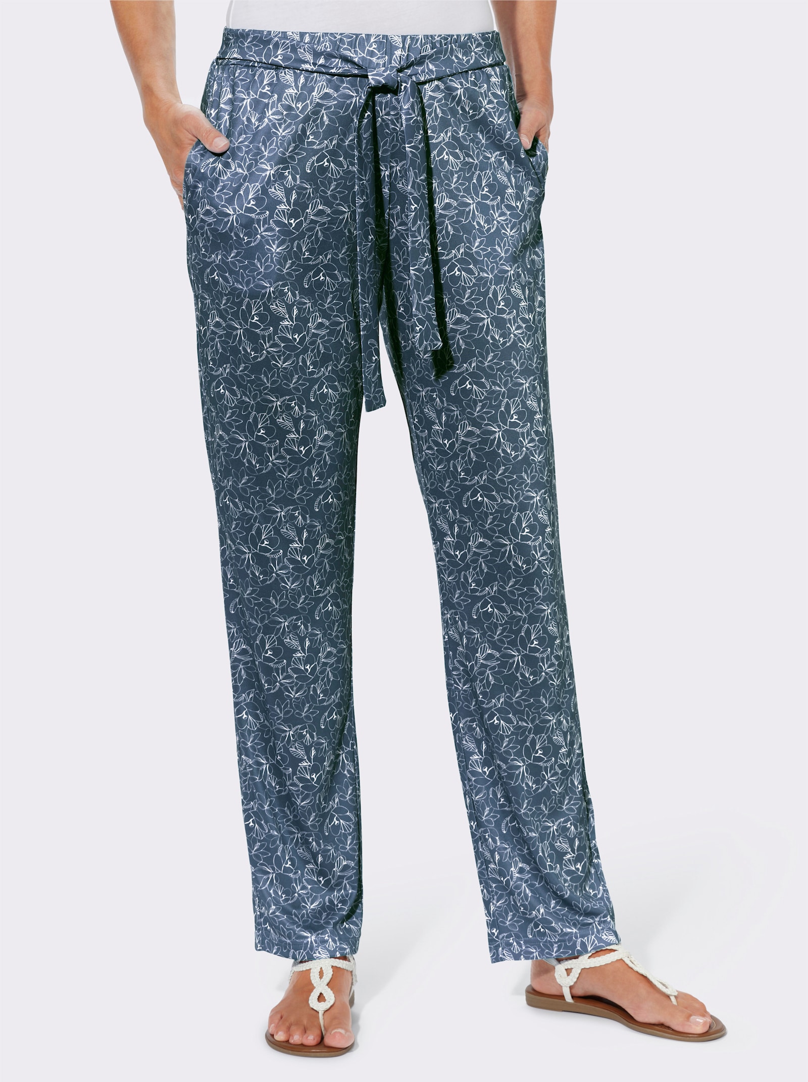 Jerseyhose mit dezentem Druck - marine-ecru-bedruckt